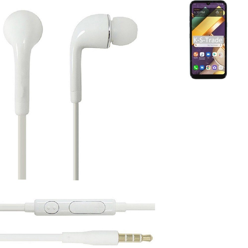 K-S-Trade für LG Electronics Premiere Pro Plus In-Ear-Kopfhörer (Kopfhörer Headset mit Mikrofon u Lautstärkeregler weiß 3,5mm) | In-Ear-Kopfhörer