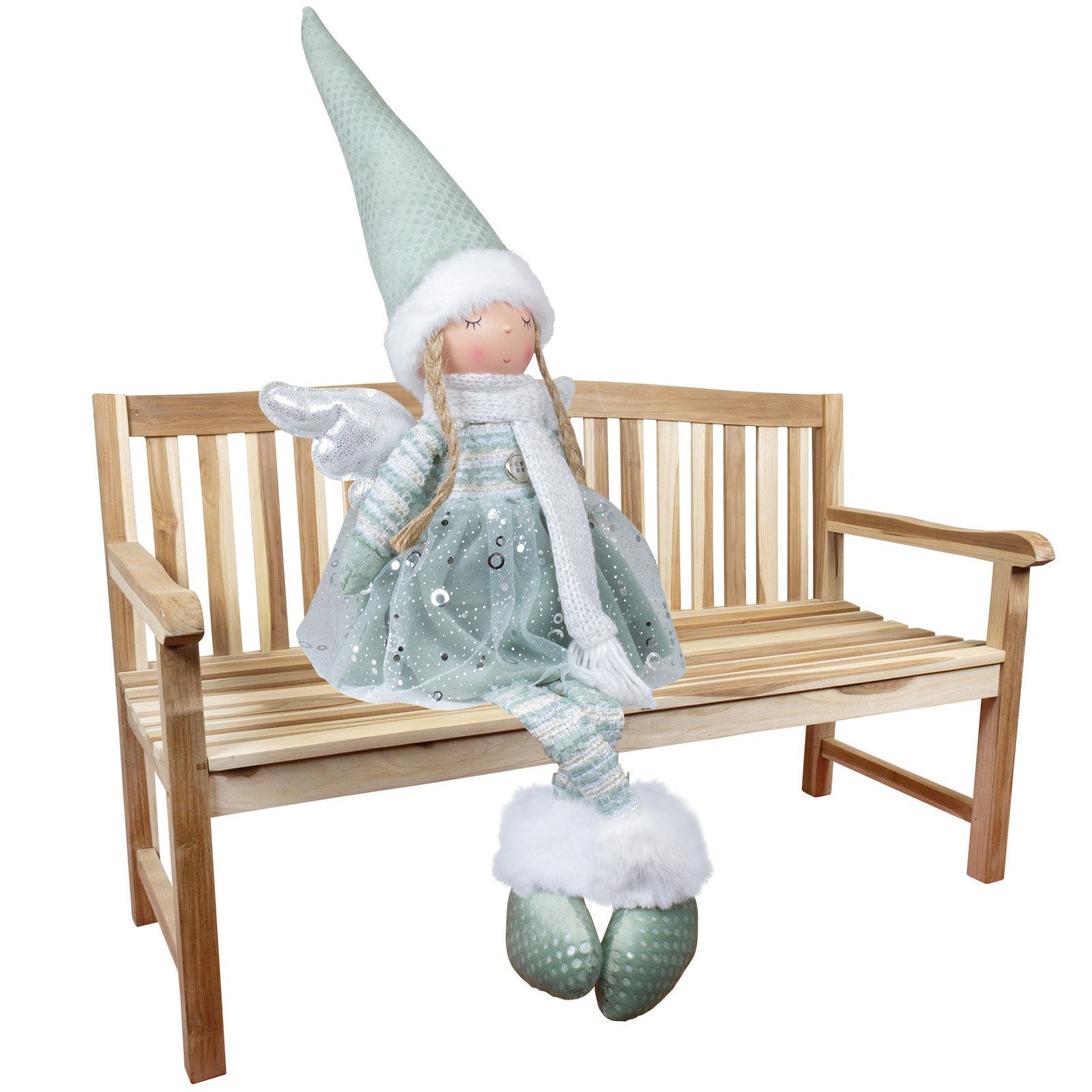 Christmas Paradise Weihnachtsfigur Engel sitzend 28 cm (56 cm) (Christkind, 1 St., Kantenhocker), Weihnachtsdeko, türkis
