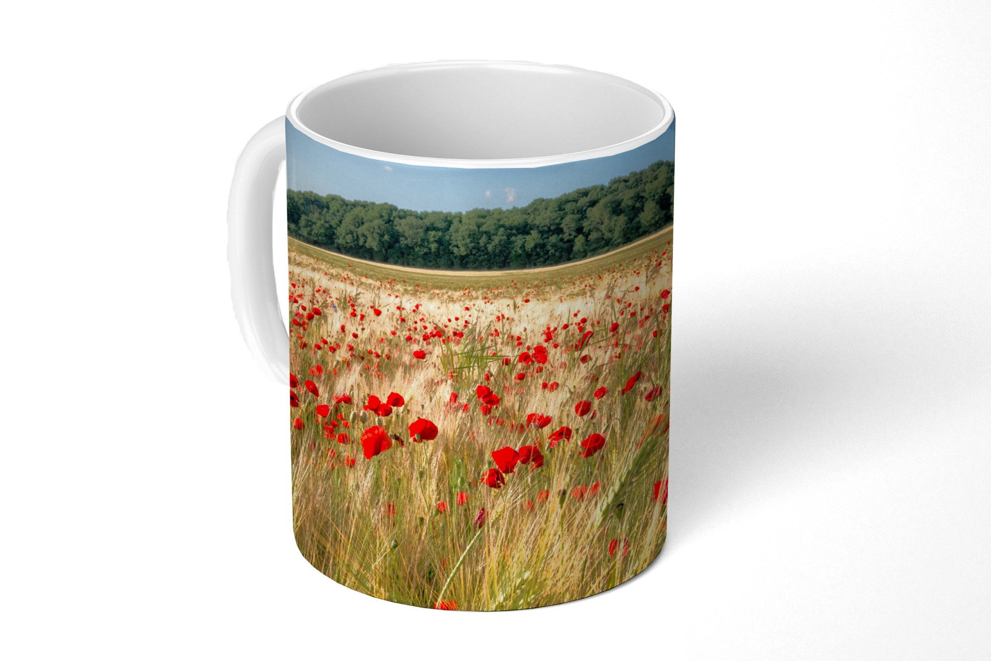 MuchoWow Tasse Wilde Mohnblumen auf einem großen Feld, Keramik, Kaffeetassen, Teetasse, Becher, Teetasse, Geschenk