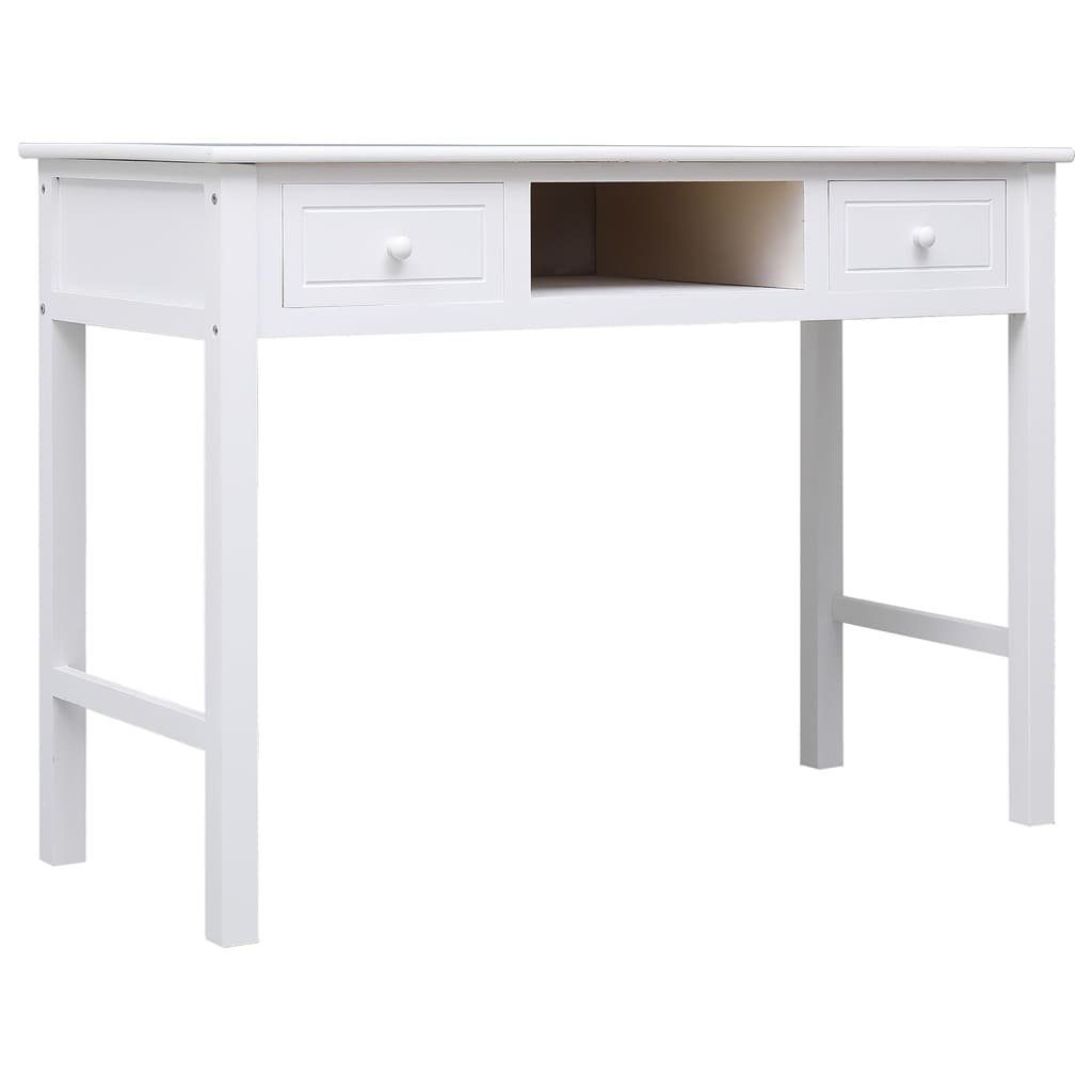 furnicato Schreibtisch Weiß 108x45x76 cm Massivholz Paulownia | Schreibtische