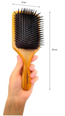 Haarwerkstatt Haarbürste Profi Haarbürste für Damen & Herren - Die optimale Holzbürste für Ihr Haar, Die weichen Borsten vereinfachen das Durchkämmen und Entwirren der Haare