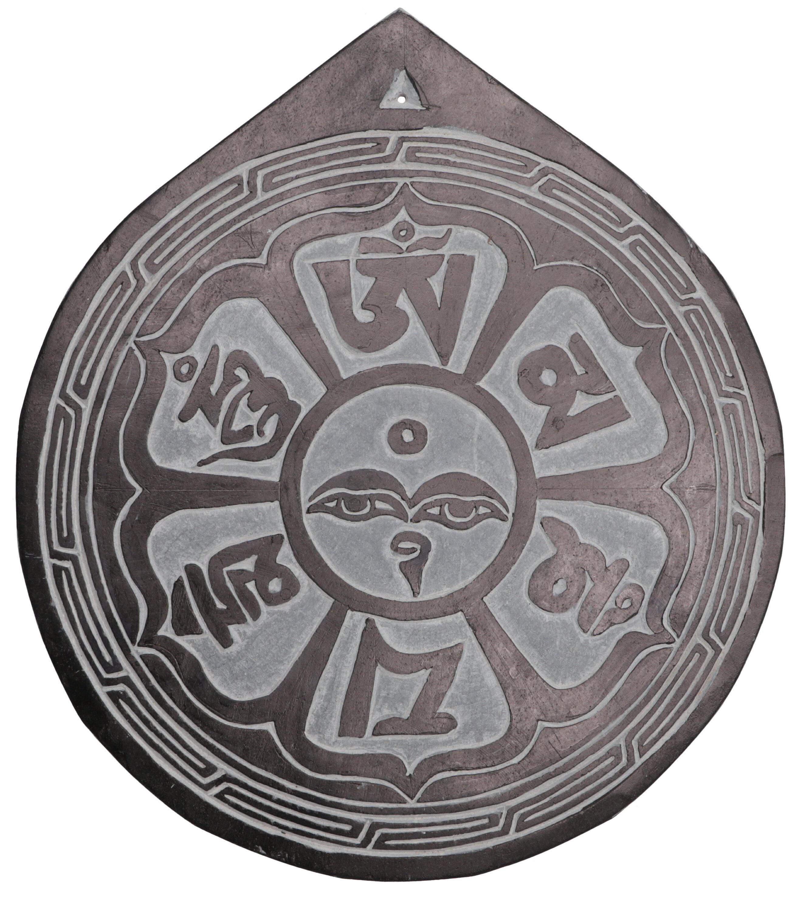 Relief Tibetisches aus Schiefer Guru-Shop Steinbild, Om.. - Buddhafigur