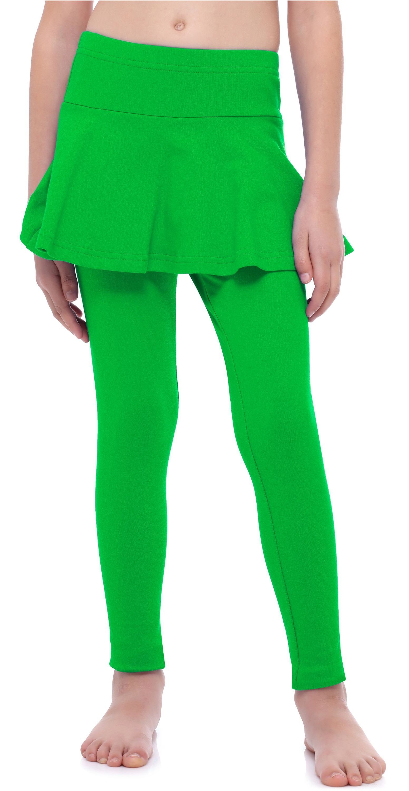 Merry Style Leggings Mädchen Lange Leggings aus Baumwolle mit Rock MS10-254 (1-tlg) elastischer Bund Grün