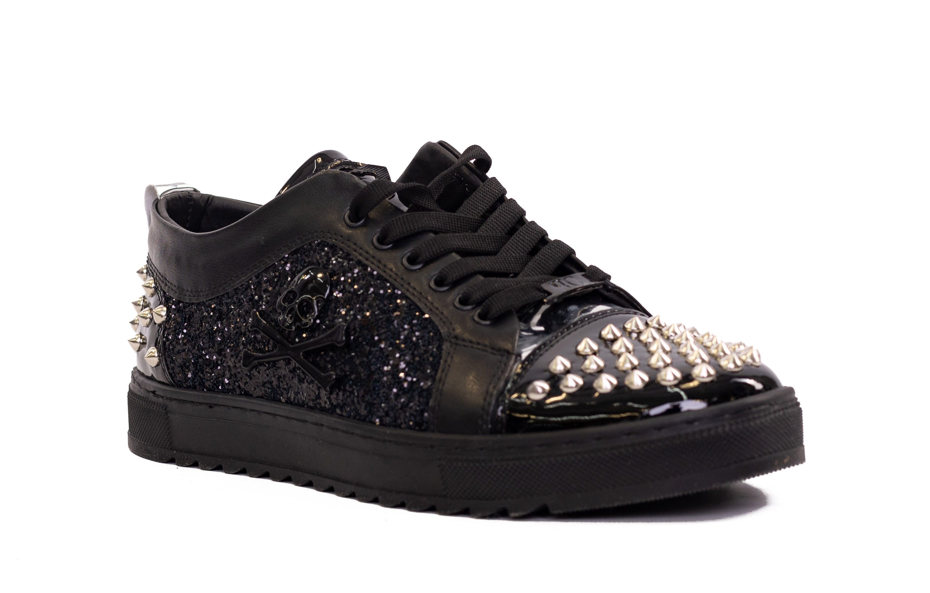 TAMBOGA Designer Herren Sneaker mit Totenkopf Schwarz 40 Sneaker günstig online kaufen