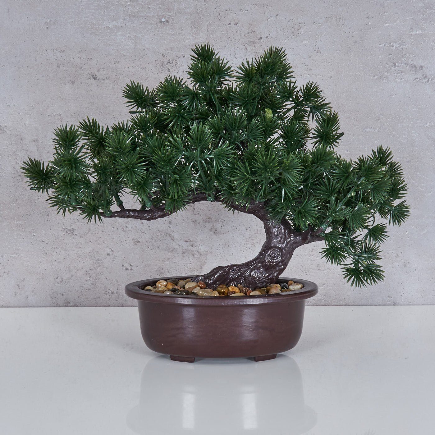 Kunstpflanze, Levandeo®, Kunstpflanze Grün Dekopflanze Kunstblume Bonsai Braun 25x24cm