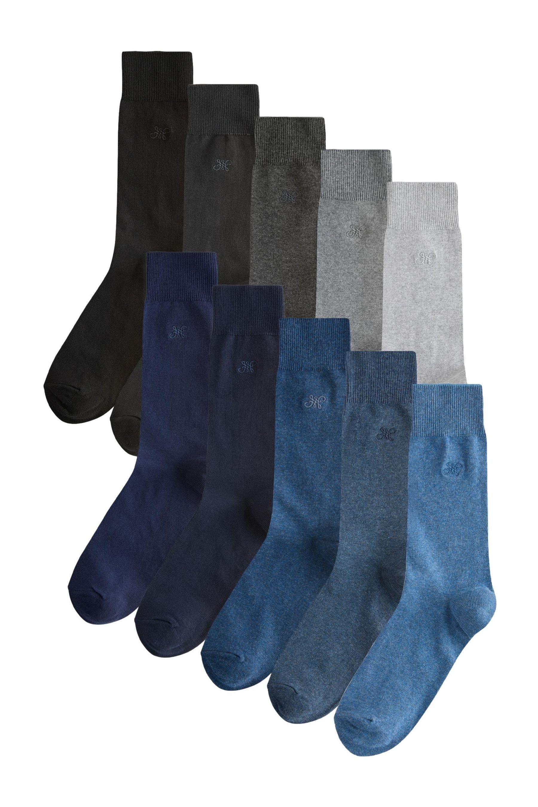 Next Basicsocken Dauerhaft frische Socken mit Stickerei, 10er-Pack (10-Paar)