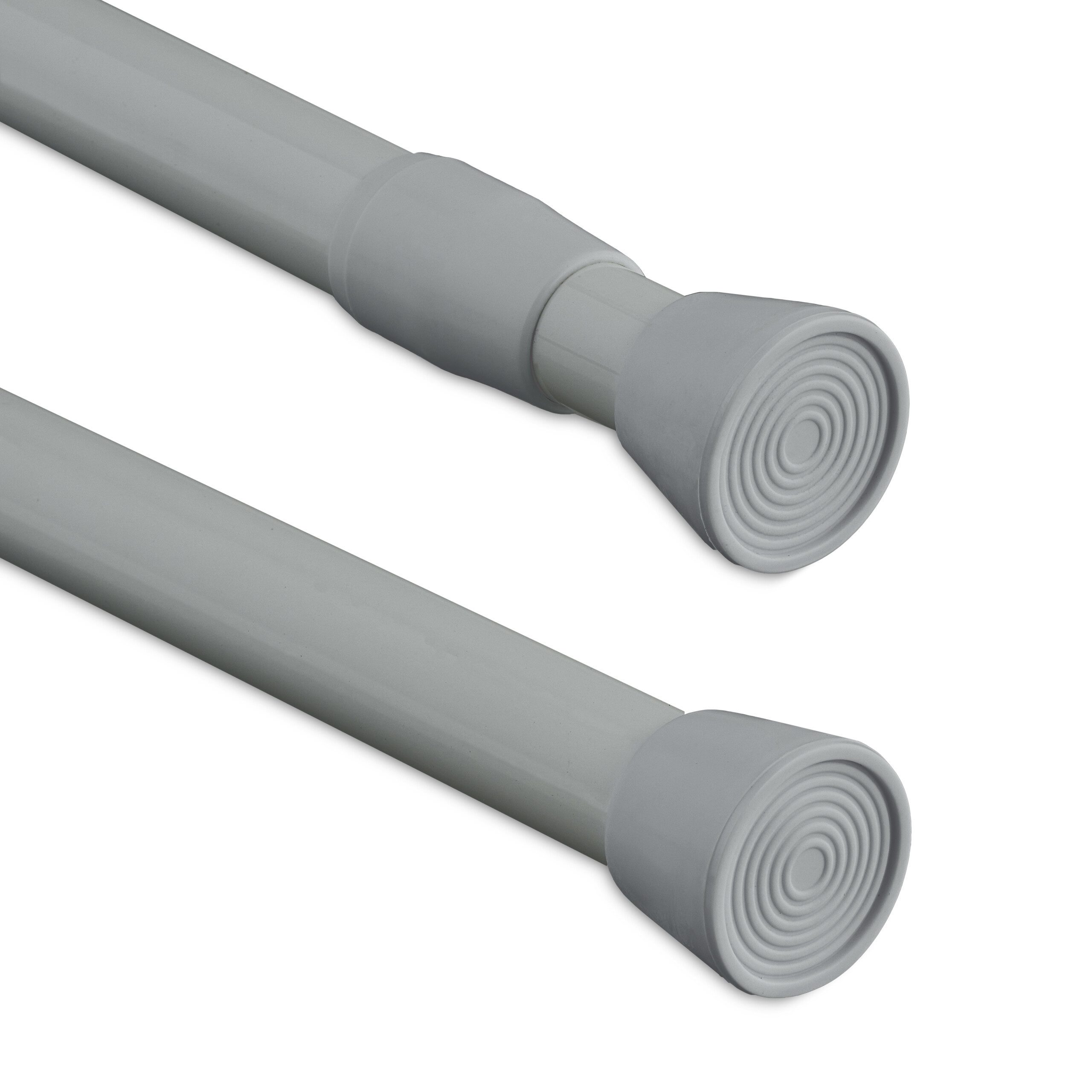 relaxdays Duschvorhangstange Graue Teleskopstange Edelstahl, Ø 20 mm, 1-läufig-läufig, ausziehbar, ohne Bohren, geklemmt, Edelstahl, 130 - 220 cm