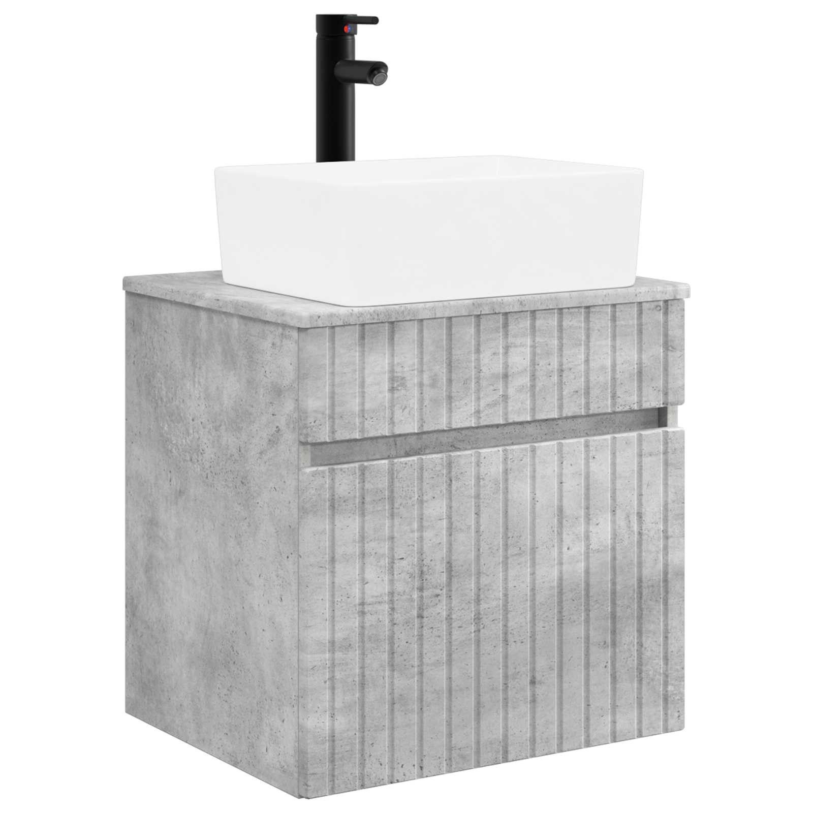 vidaXL Badezimmerspiegelschrank Wandmontierte Waschbecken-Vanität Betongrau 49 x 41 x 63 cm (1-St) Wandmontierte Waschbecken-Vanität Betongrau 49 x 41 x 63 cm