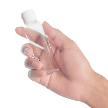 Belle Vous Flachmann Transparente Plastikflaschen mit Klappdeckel (30er Set), Transparente Plastikflaschen mit Flip-Deckel (30er Pack)