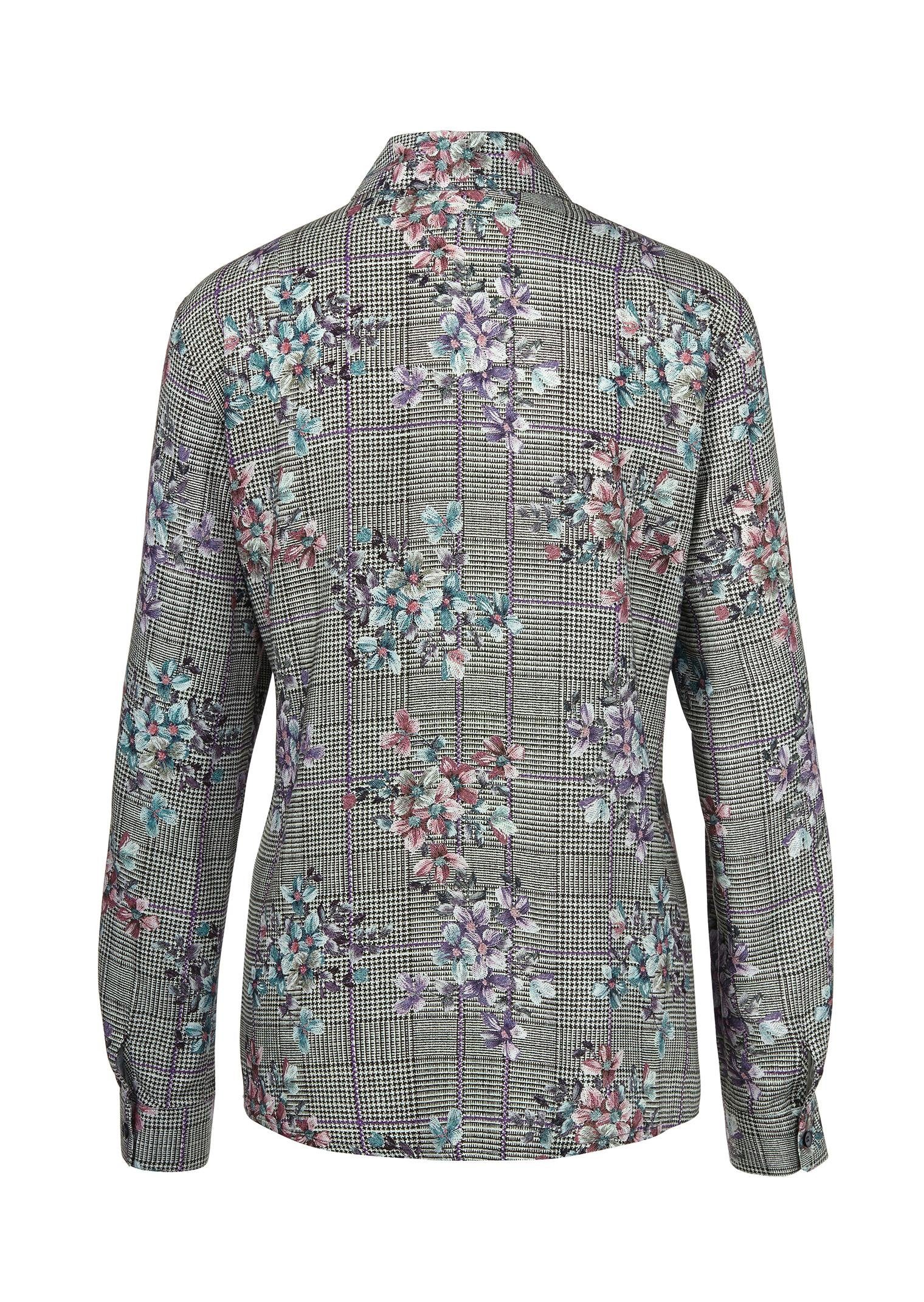Damen Blusen GOLDNER Druckbluse Moderne Glencheck-Bluse mit edlen Blütendruck