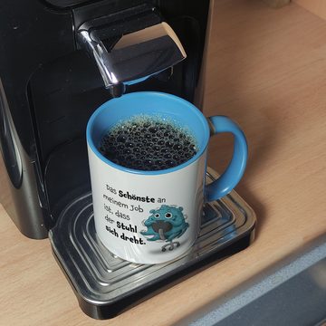 speecheese Tasse Freches Monster in hellblau Kaffeebecher mit lustigem Spruch