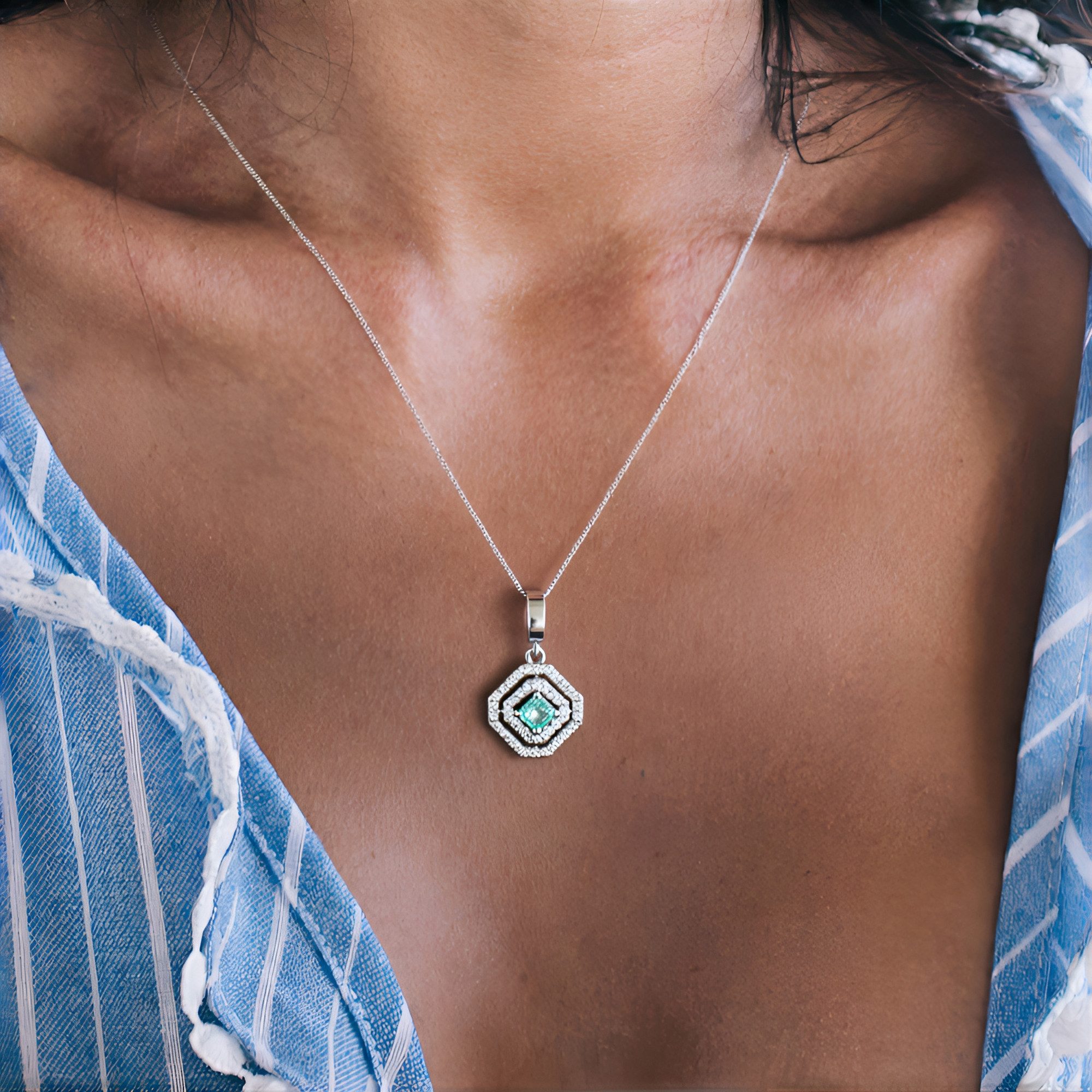 Cavill Kettenanhänger Paraiba Smaragd Silber Anhänger, Nigeria, 0,863 ct (1-tlg)
