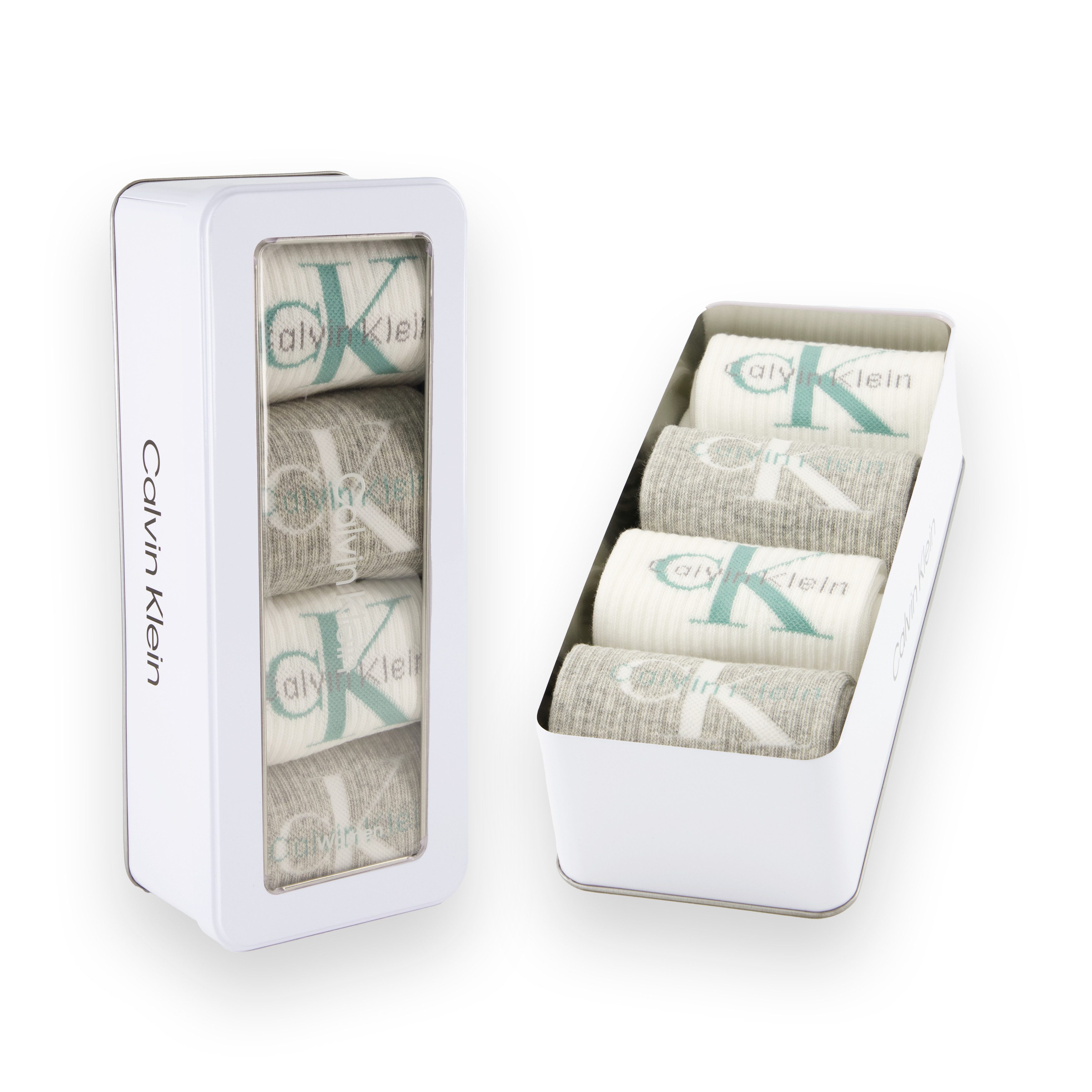 Calvin Klein Jeans Socken CKJ WOMEN SOCK 4P GIFTBOX MONOLOGO (4er Pack) mit Logostickerei