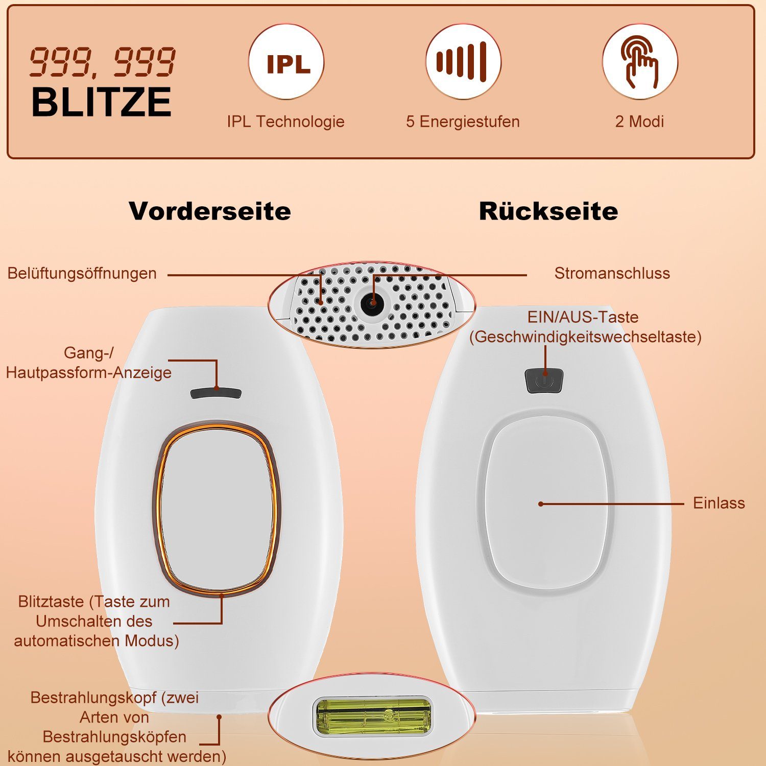 (2 IPL IPL-Haarentferner Lichtimpulse, Modi), ganzen Dauerhafte Körper, 999,000 Hair Laser IPL-Haarentferner oyajia schmerzfrei Haarentfernung am Tragbare Skin