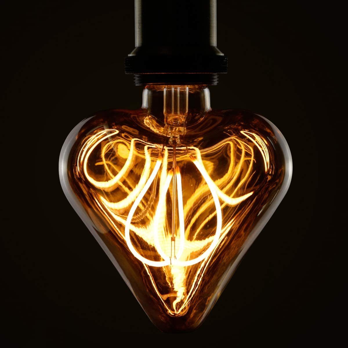 ZMH LED-Leuchtmittel Vintage Edison Glühbirne 3W Deko Herzform Gold Antike Nostalgie, E27, Warmweiß – Bild 2 von 5