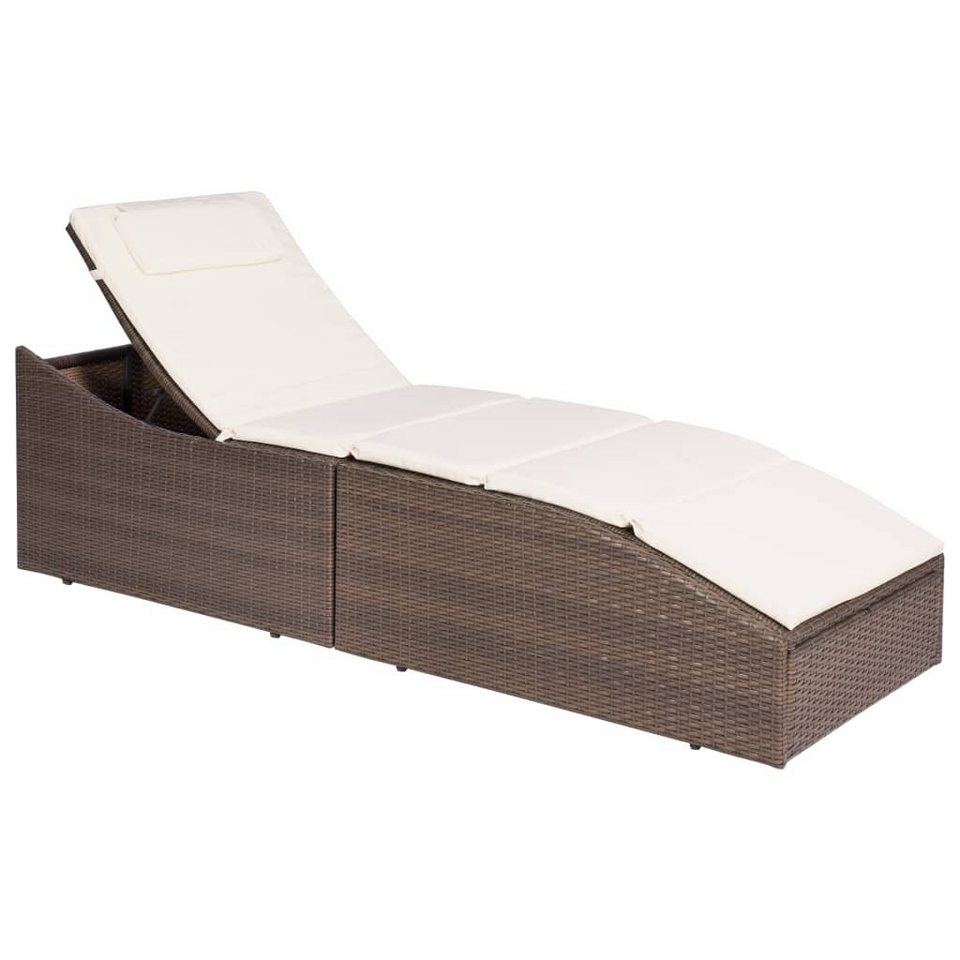 vidaXL Gartenliege »vidaXL Sonnenliege mit Auflage Poly Rattan Grau«