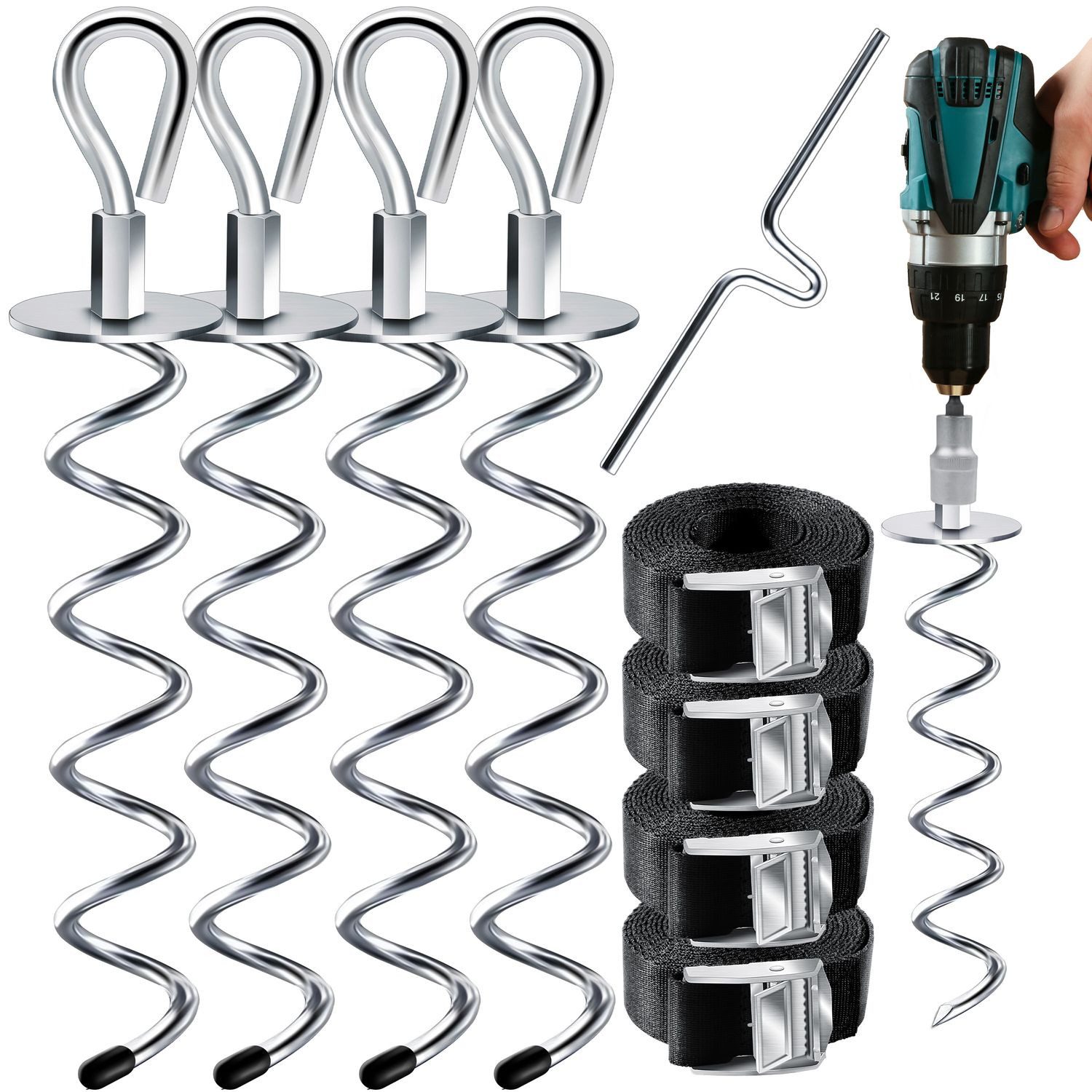 KESSER Bodenanker 4 Erdanker 9-teiliges Set Befestigung für Trampolin Schau günstig online kaufen