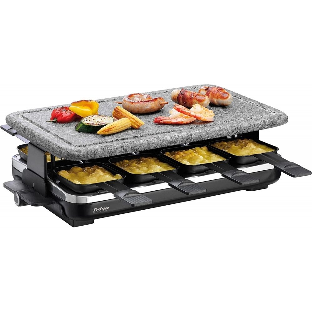 Trisa Raclette TRISA Hot Stone Raclette 7558.4212 für 8 Pers., 8 Raclettepfännchen