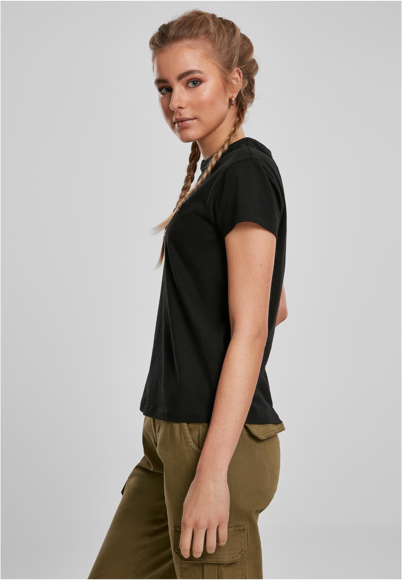 black Damen Box Ladies Tee T-Shirt (1-tlg) CLASSICS Basic URBAN