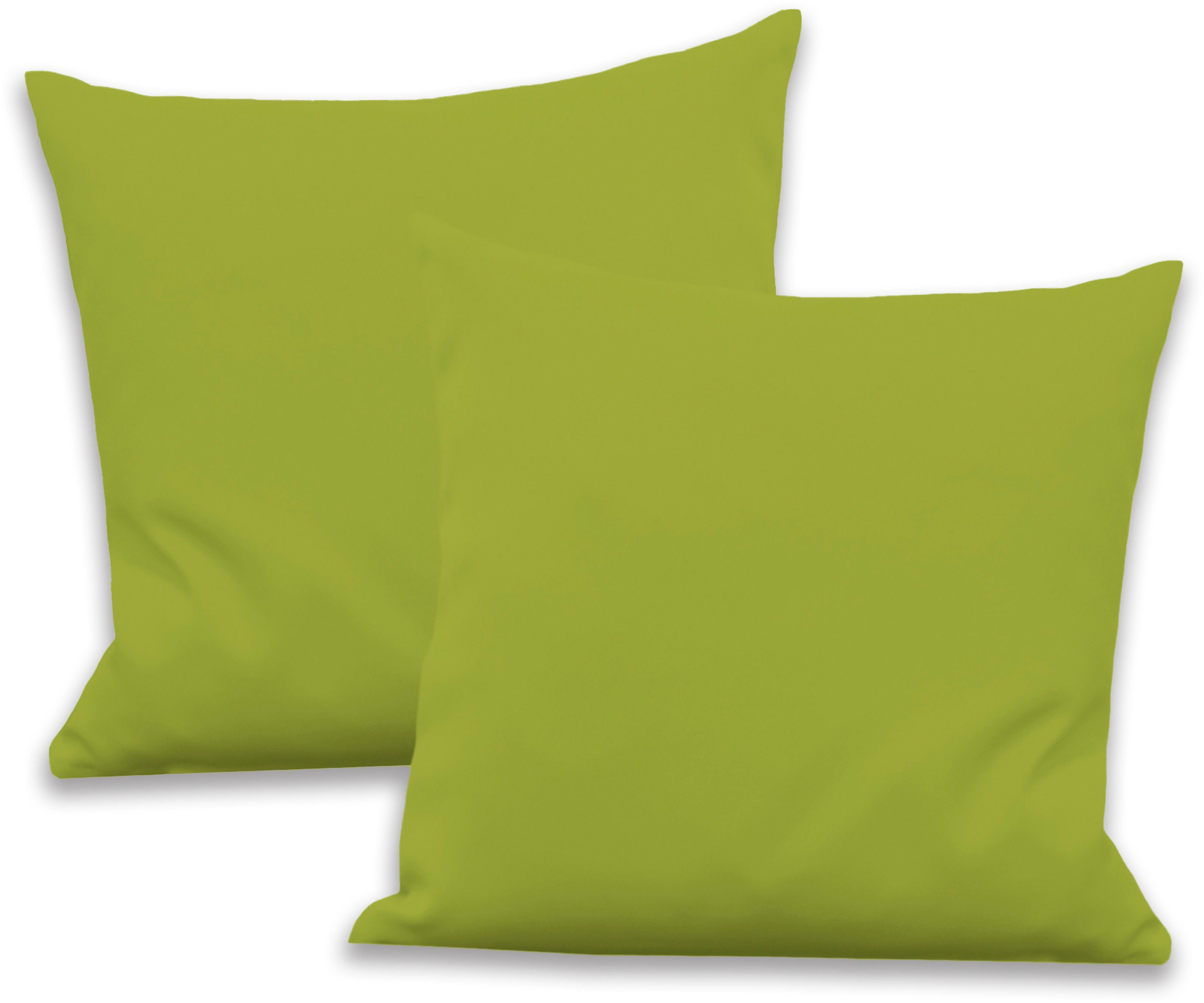 VHG Dekokissen Leon, Reißverschluss, Kissenhülle ohne Füllung, 2 Stück, unifarben grün | Dekokissen