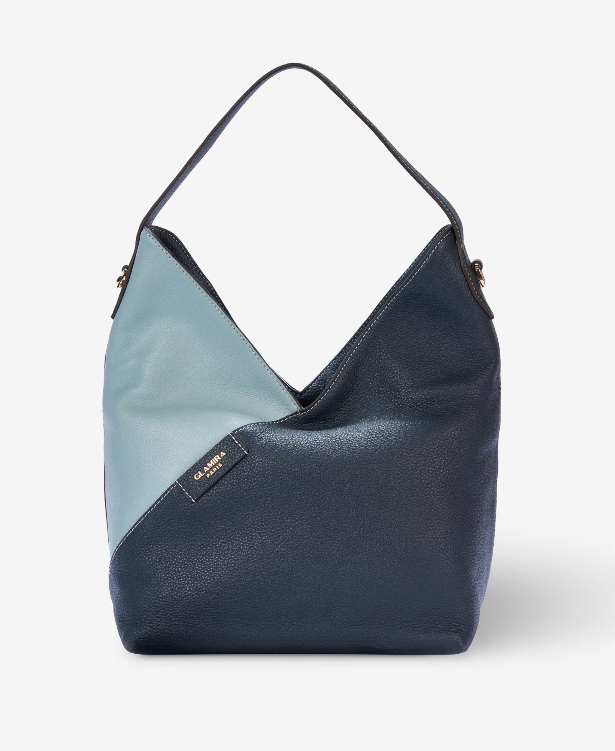 GLAMIRA Schultertasche DailyCompanion Marineblaue Schultertasche (1-tlg), echt Leder, mit geräumigem Hauptfach
