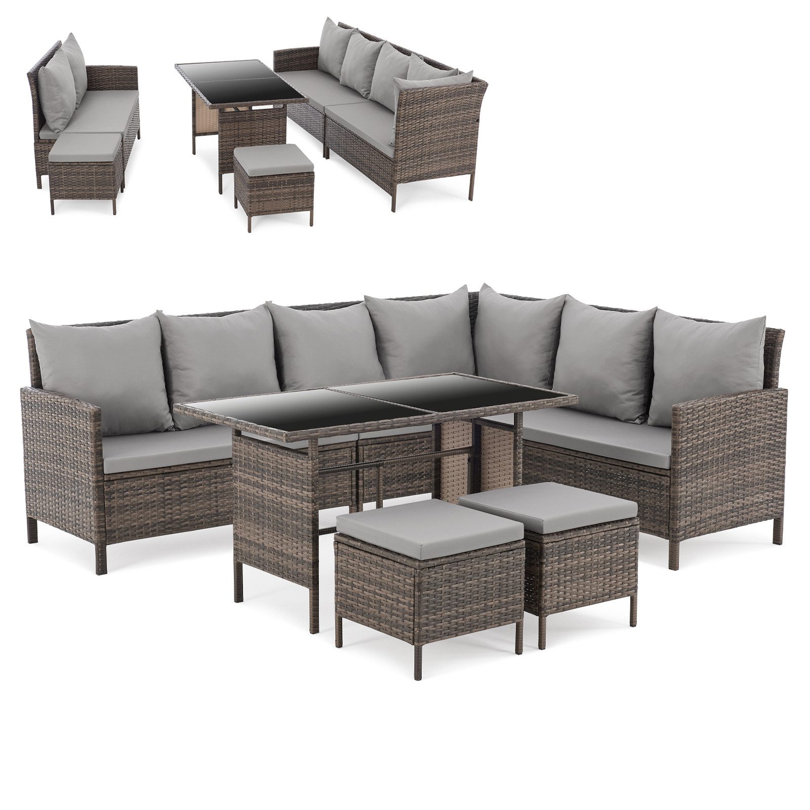 SVITA Gartenlounge-Set MADISON, (Set, 2-tlg., Lounge mit Tisch), Gartenmöbelset, Sitzlounge, inkl. Kissen, Braun
