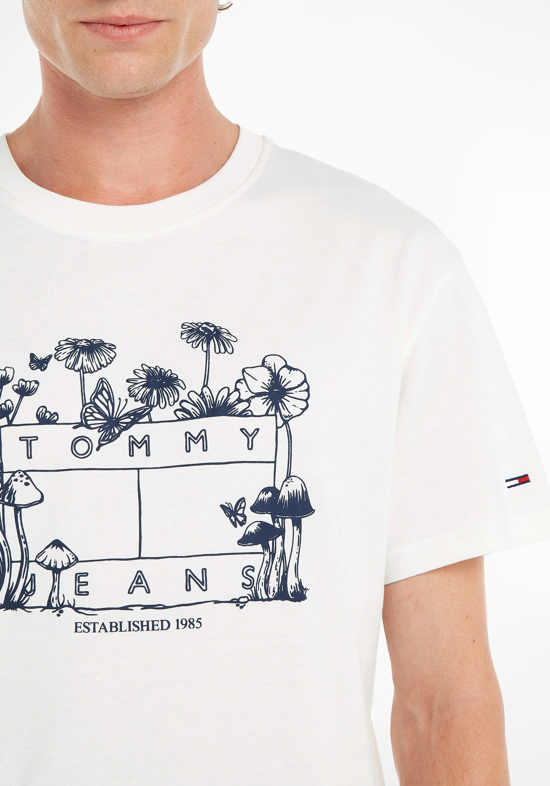 botanischem Jeans Logodruck FLOWER mit TJM WILD Tommy HOMEGROWN T-Shirt TEE