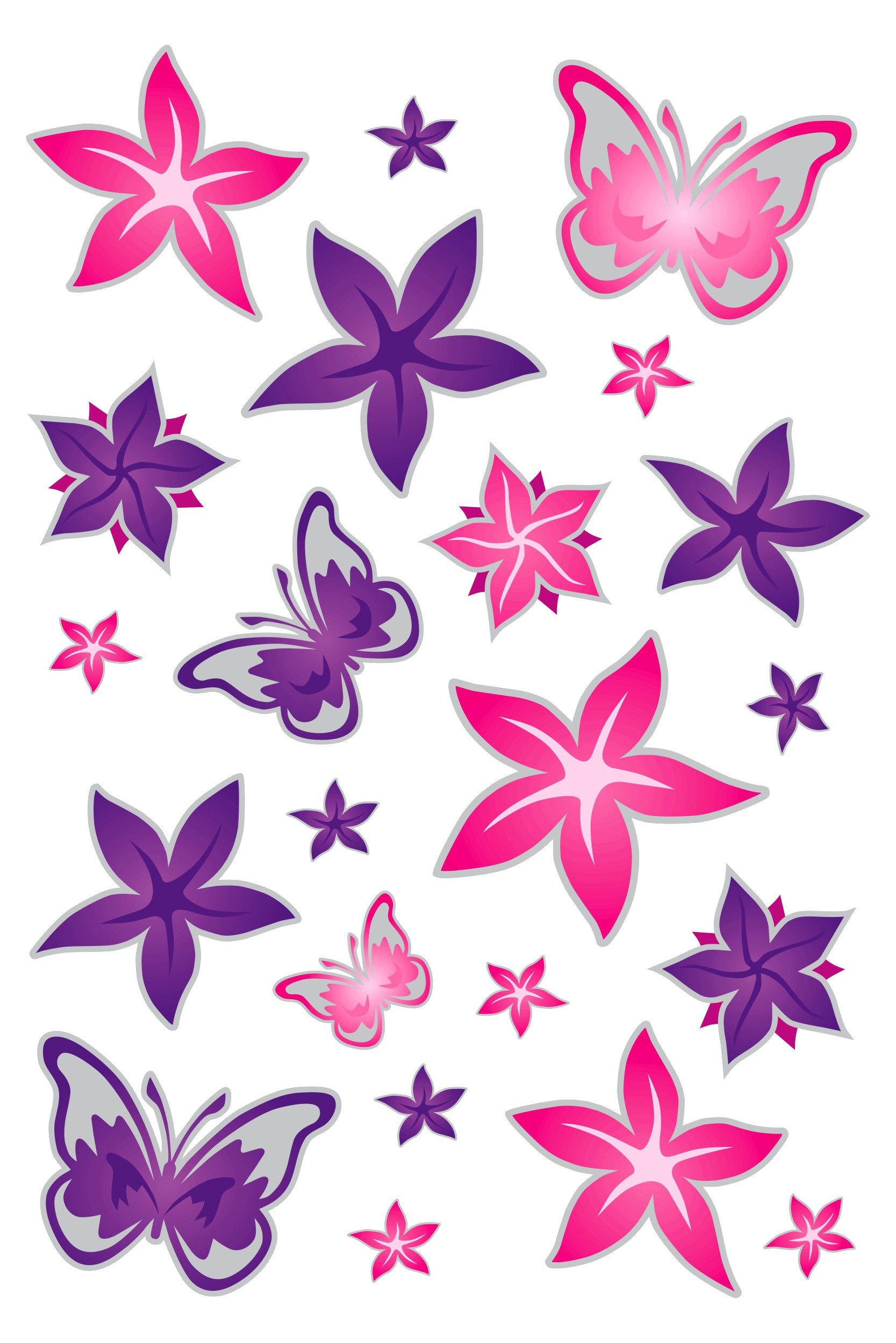 Hermann Schütz Aufkleber Aufkleber Schmetterlinge und Blumen 300 x 200 mm