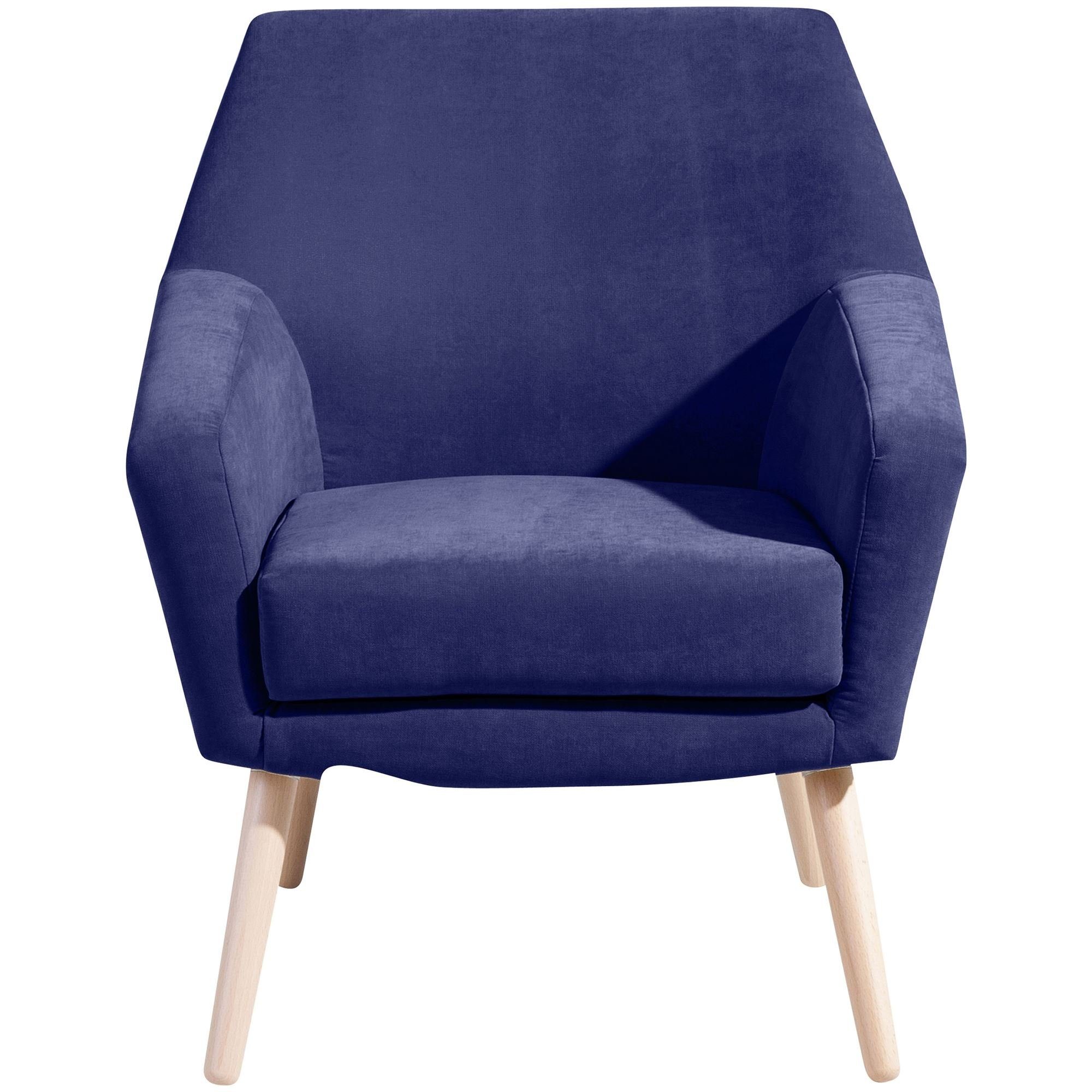 aufm Kostenlosem Sessel Sessel hochwertig Kessel Bezug Versand, Veloursstoff Buche Kachka 21071 (Sparpreis / 1-St), inkl. 58 verarbeitet,bequemer blau Sitz natur