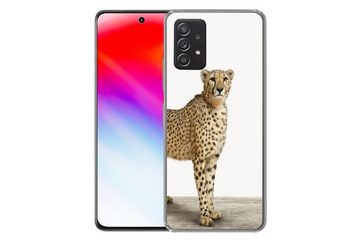 MuchoWow Handyhülle Leopard - Tiere - Weißer Hintergrund - Kinder - Jungen - Mädchen, Phone Case, Handyhülle Samsung Galaxy A53, Silikon, Schutzhülle