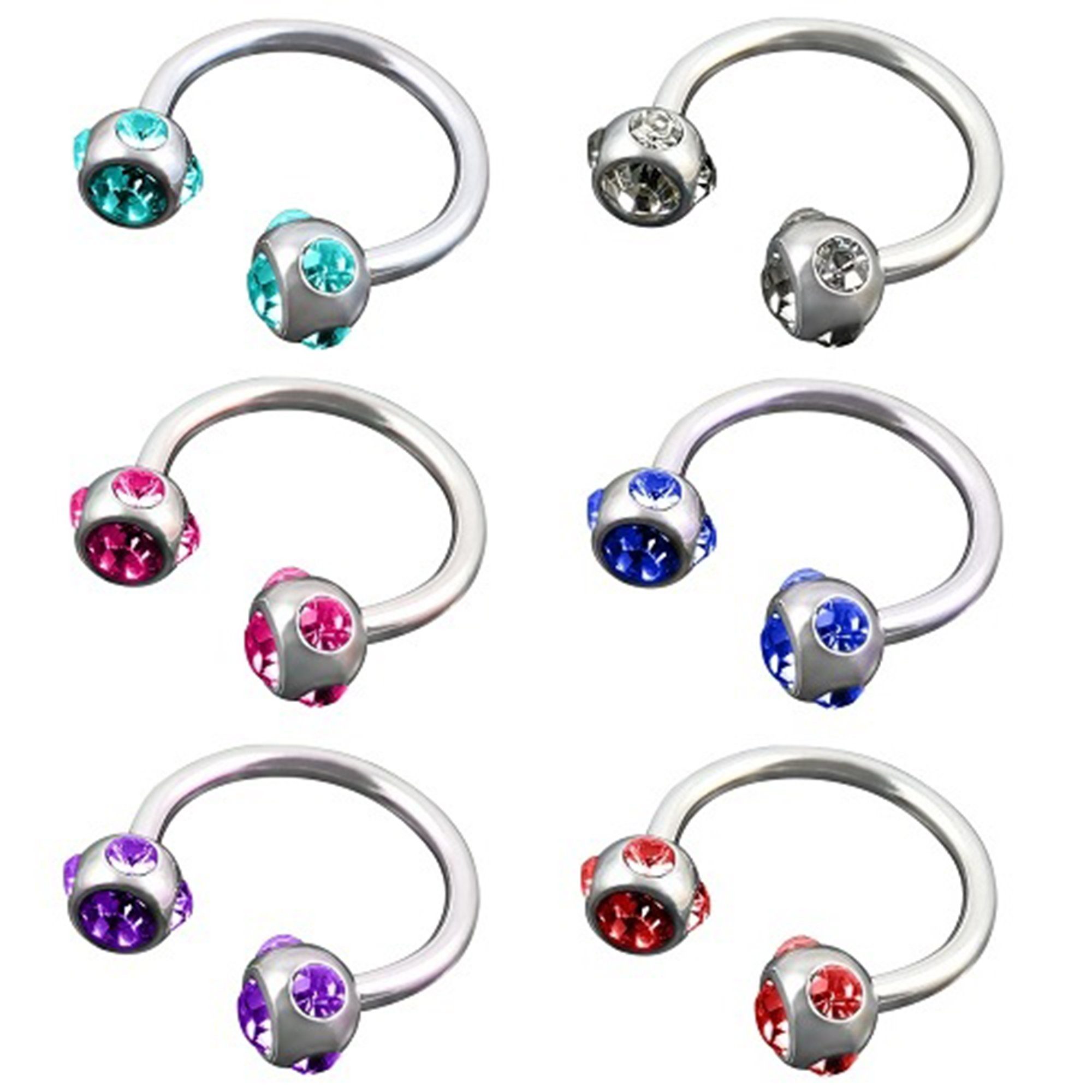 Schmuck Kristall Piercing Lippenpiercing Multi Kugeln, Kristall Multi Lippe Kugeln Hufeisen Hufeisen Piercing-Set Aqua Taffstyle Piercing