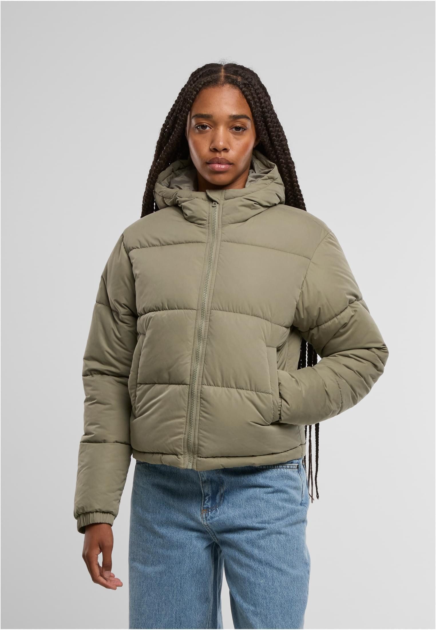URBAN CLASSICS Outdoorjacke Damen Peached Puffer Jacke Mit Kapuze