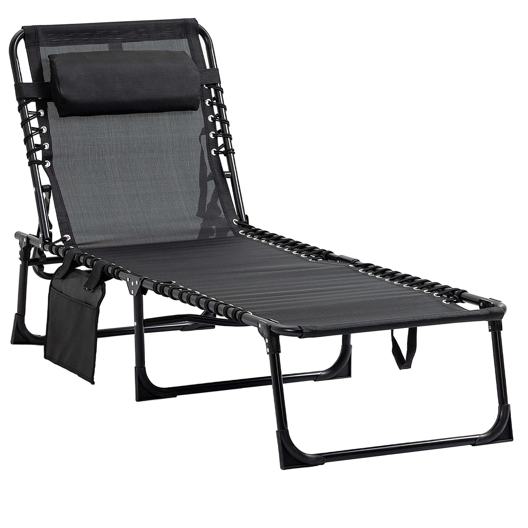 Outsunny Gartenliege mit Kopfkissen, Seitentasche, 5-Fach günstig online kaufen