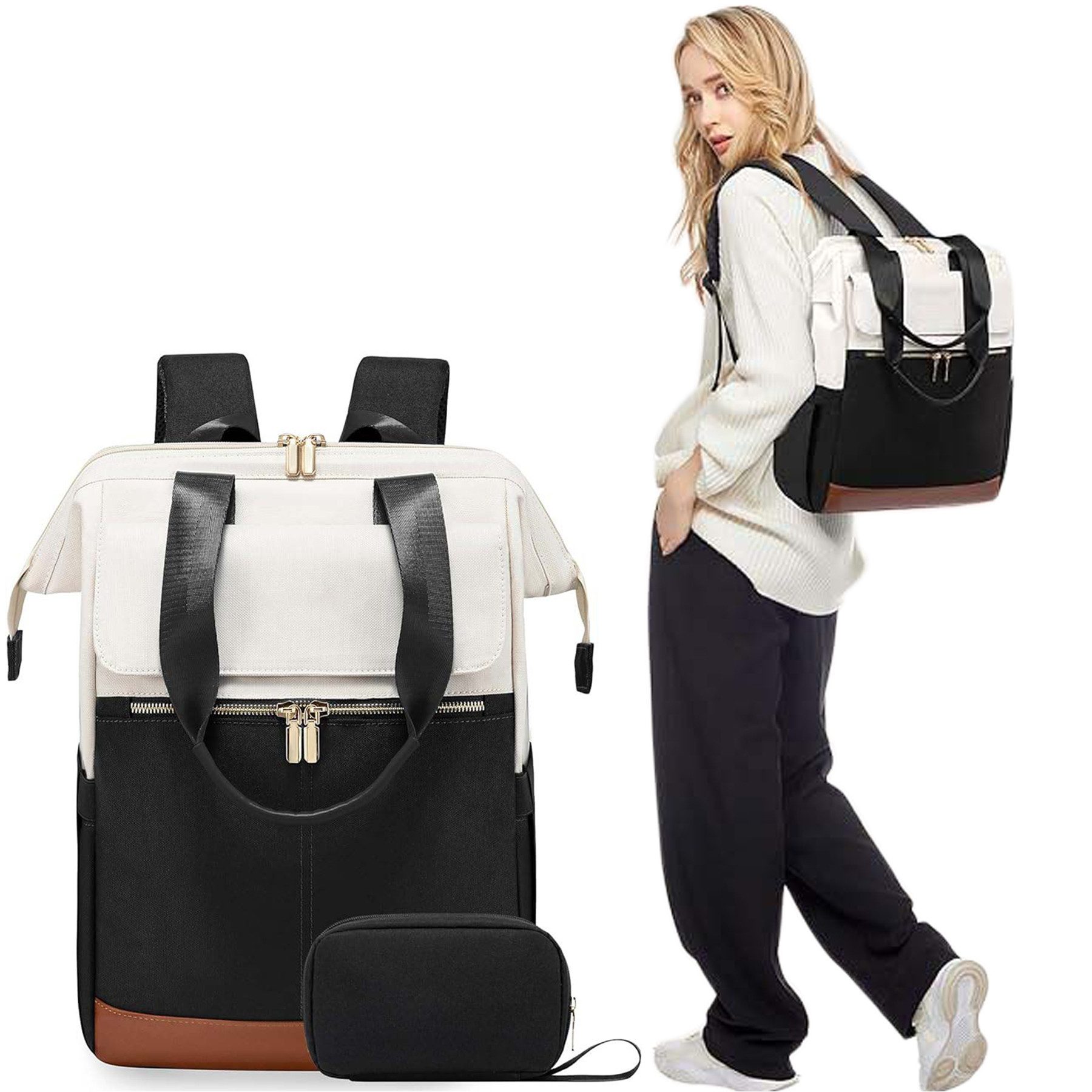 Mutig Rucksack Rucksakck Damen 16 Zoll,Diebstahlsicher Cityrucksack Wasserdicht (Laptop Schulrucksack Tagesrucksäcke Handtasche 2 in 1, Schultasche Teenager, Backpack Women, Elegant modische, große Kapazität), für Damen und Herren,College,Reisen, Business, Alltag,Indoor & Outdoor