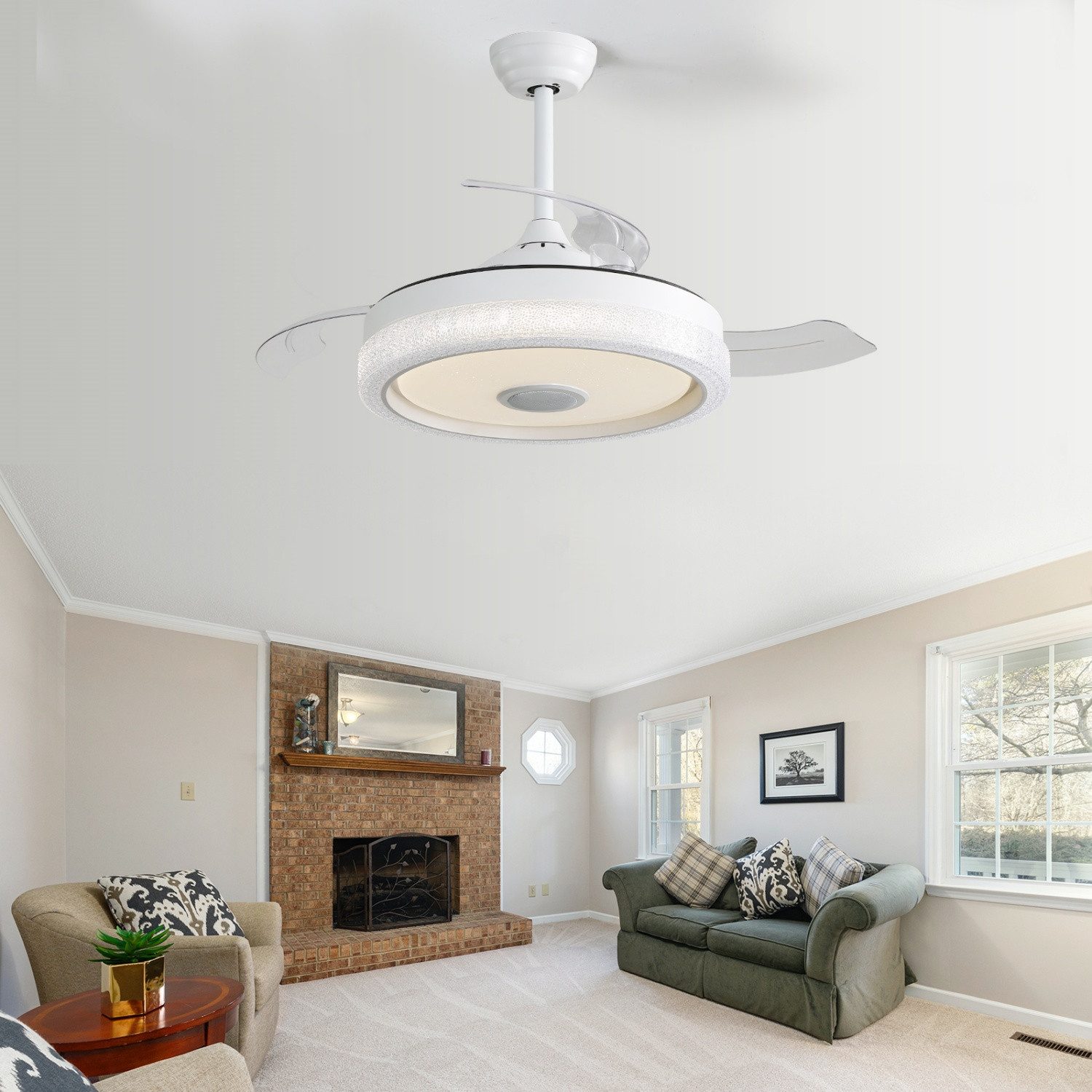 ANYSUN Deckenventilator 107 cm Leise Ventilator mit LED-Licht Farbtemperaturen,Fernbedienung, mit App-Steuerung, Timer, RGB-Farbwechsel, Musiklautsprecher, DC-Motor