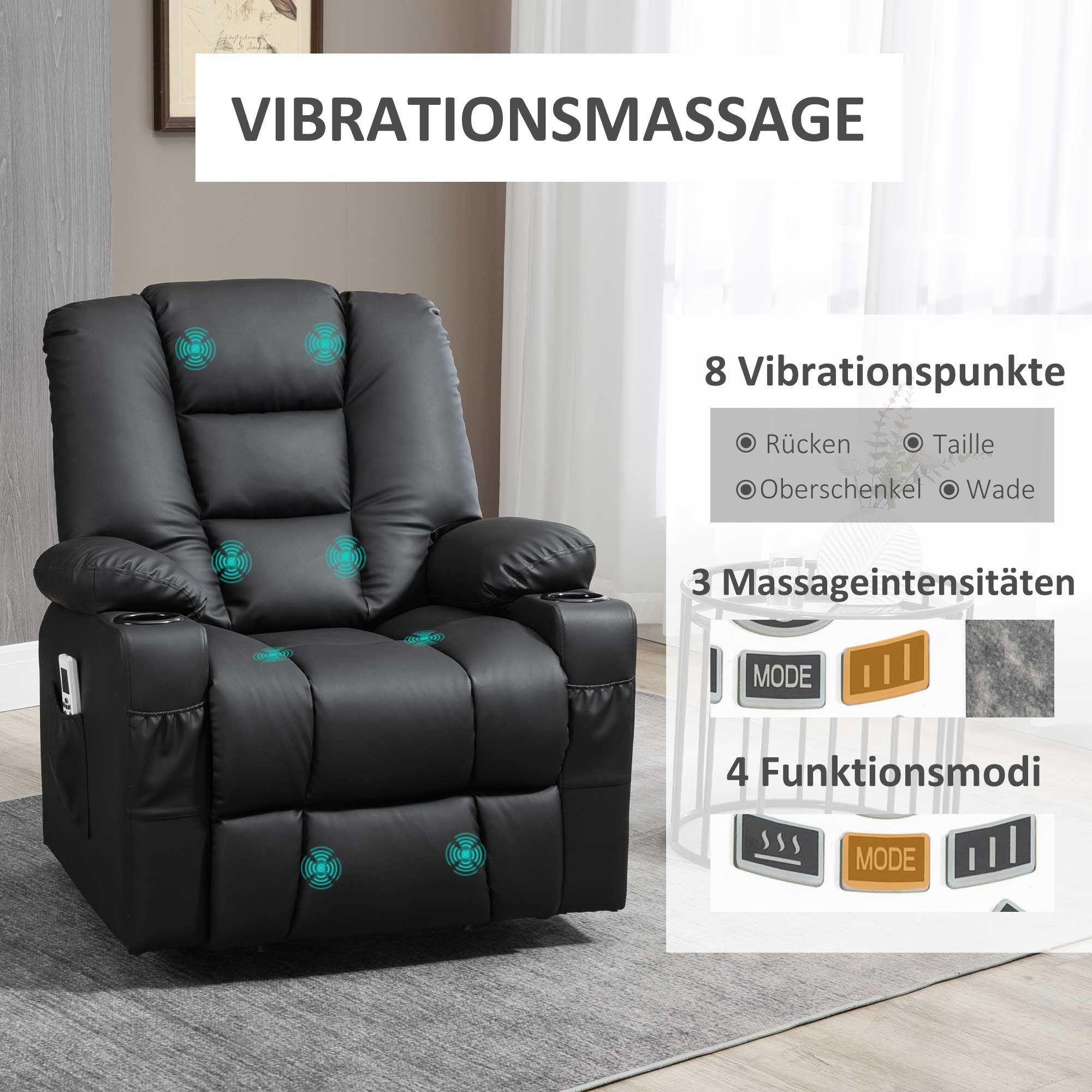 mit (Relaxsessel TV Fernsehsessel Fernbedienung Massagesessel mit USB-Anschluss Aufstehhilfe, 2-St., Liegefunktion, HOMCOM Rollen, Sessel), mit