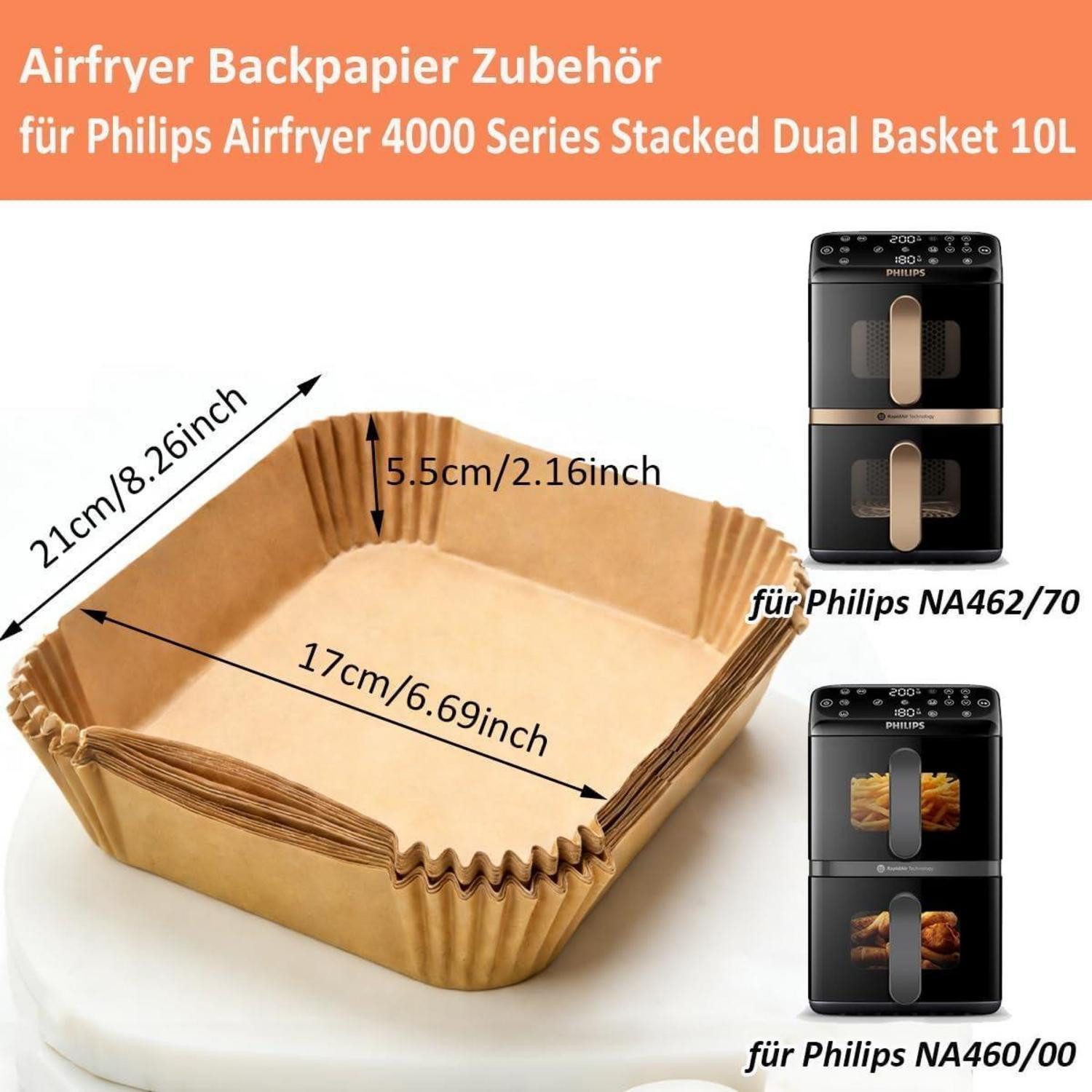 LuxusKollektion Backpapier Airfryer Backpapier 120 Stück 21 x 17 cm antihaft 5 cm Ränder