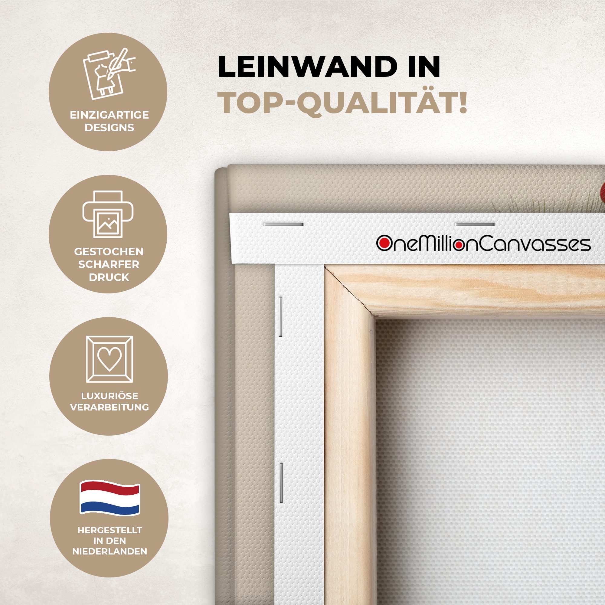 OneMillionCanvasses® Leinwandbild Türkranz - Schleife - Weihnachten - Rot - Grün, Fotodruck (1 St), Wandbild, Deko Schlafzimmer Wohnzimmer Flur 20x20 cm