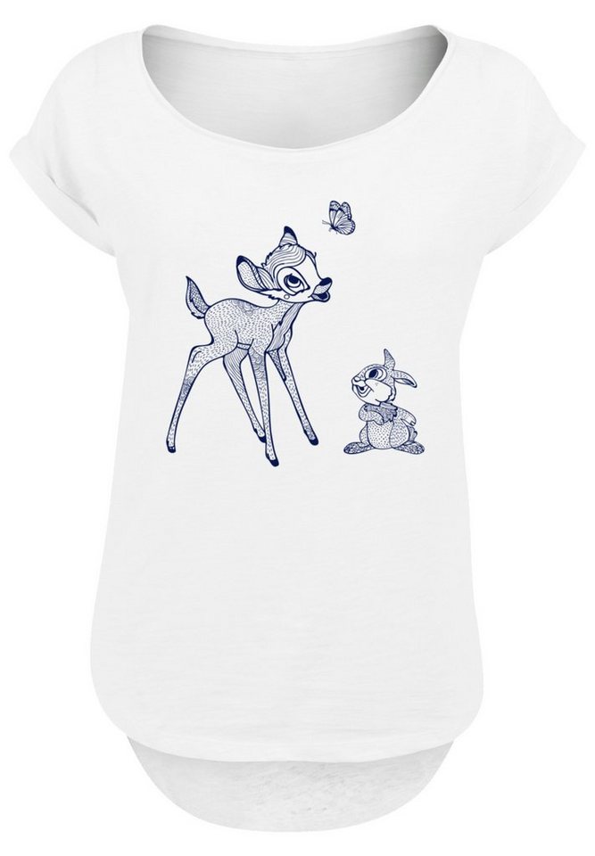 F4NT4STIC T-Shirt Disney Bambi Schmetterling Premium Qualität, Hinten extra  lang geschnittenes Damen T-Shirt