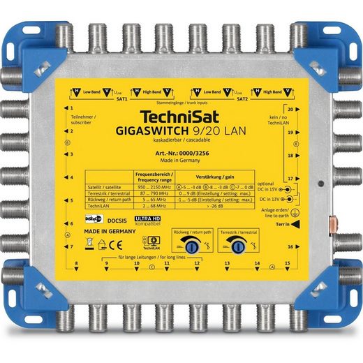 TechniSat »GIGASWITCH 9/20 LAN, ultrakompakter Stand-alone Multischalter verteilt 2 Orbitpositionen« Camping Sat-Anlage