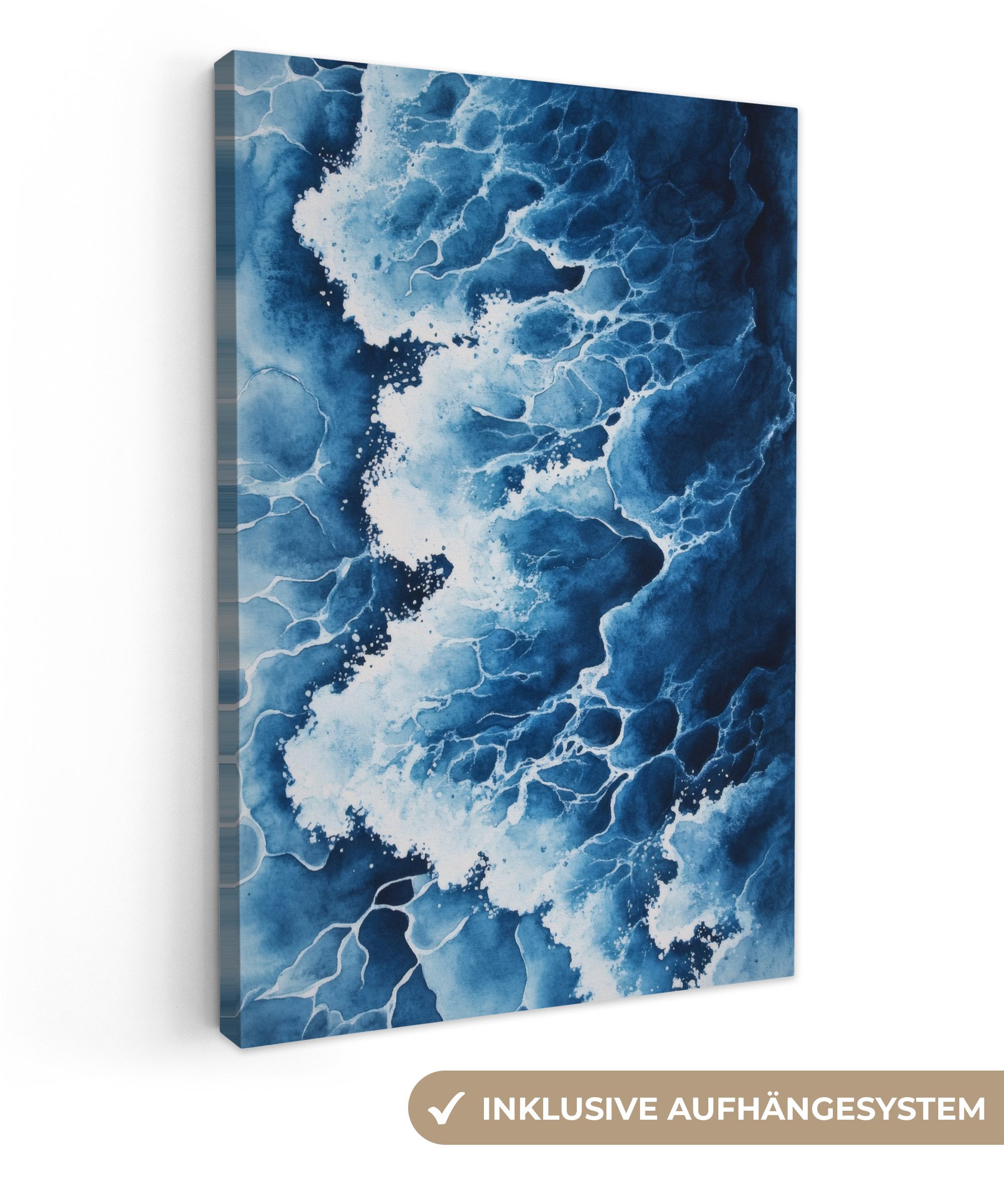 Leinwandbild Wellen - Blau - Schaumstoff