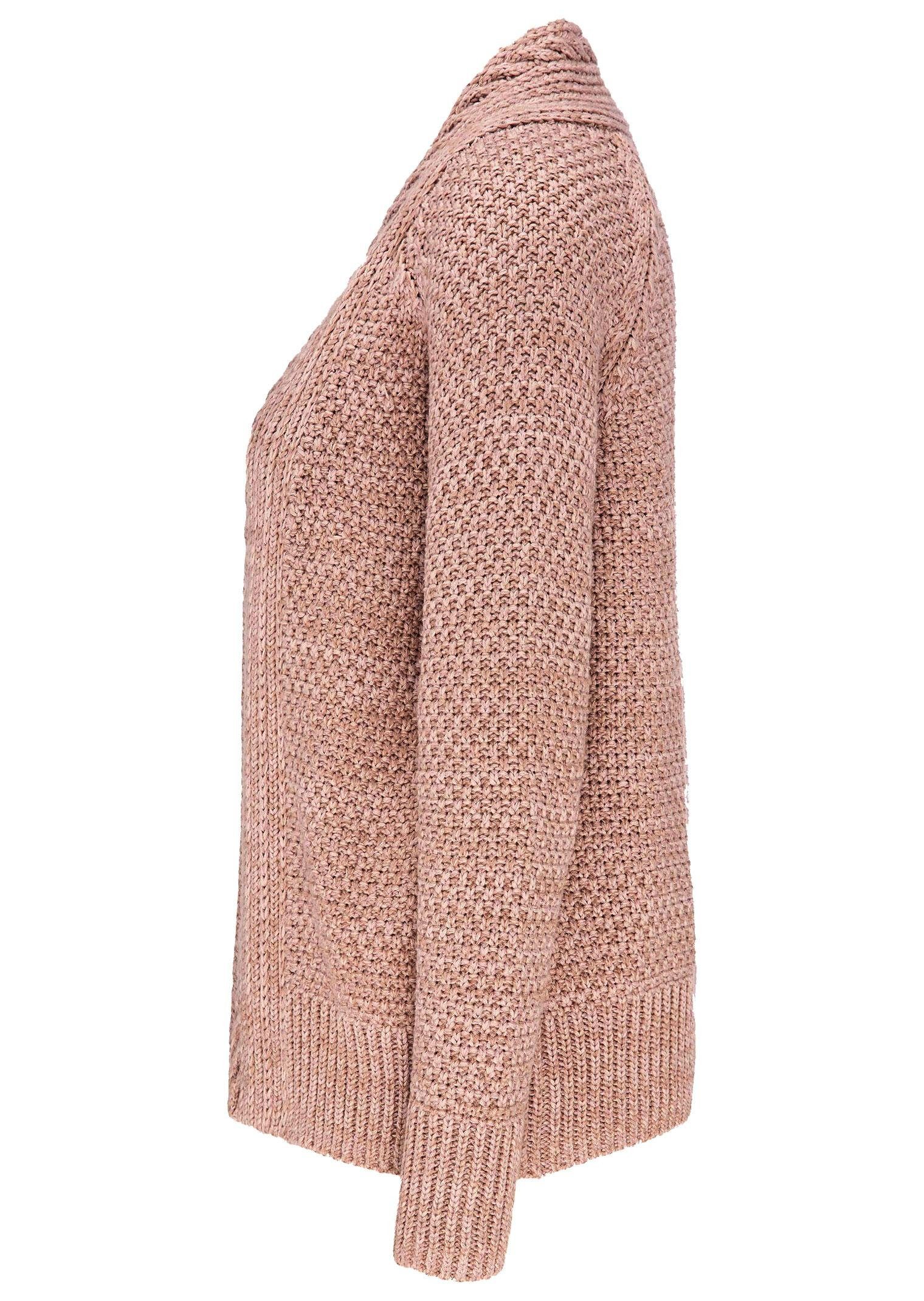 GOLDNER Strickjacke in / Strickjacke melange Zeitlose rosé Grobstrick Kurzgröße