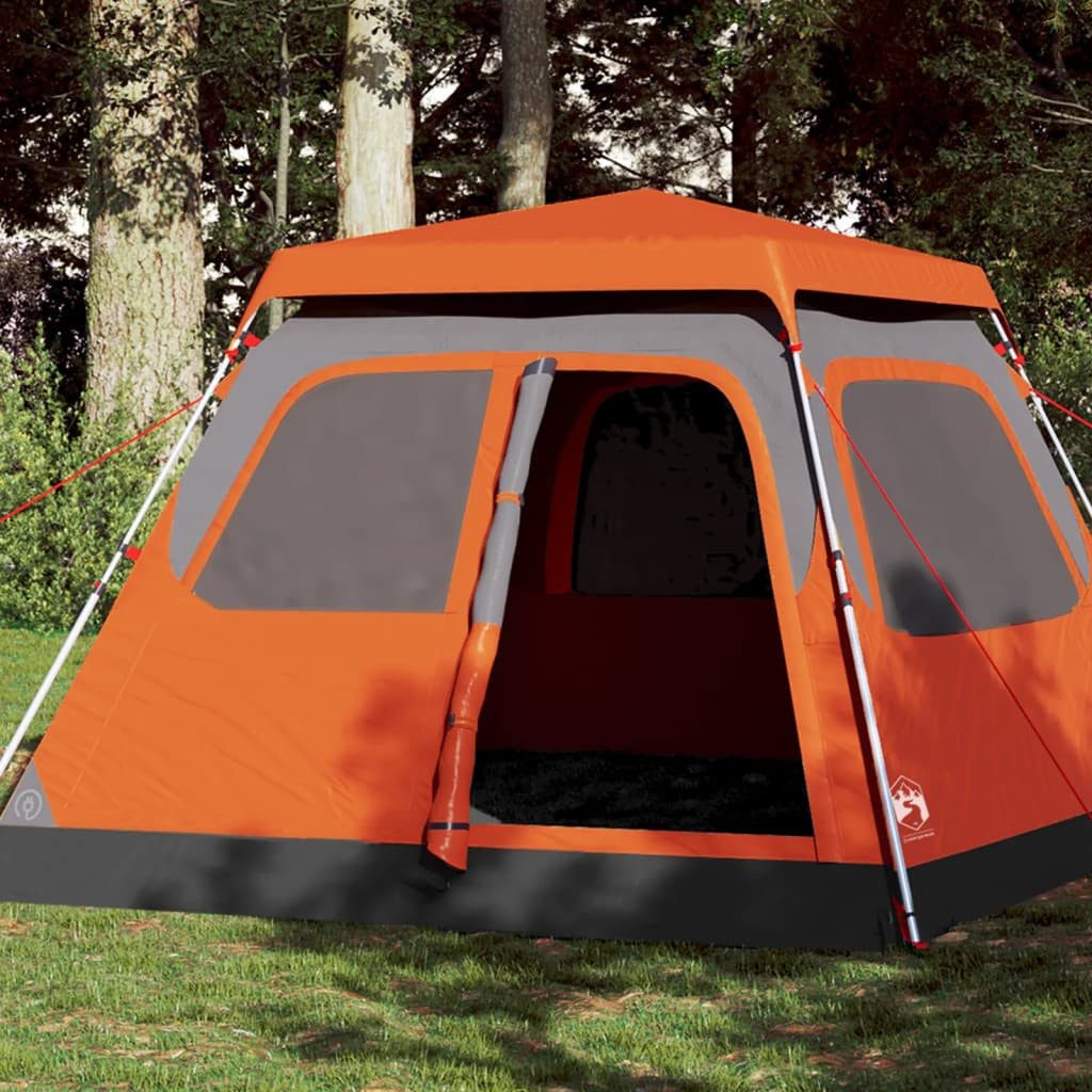 vidaXL Kuppelzelt Kuppel-Campingzelt 4 Personen Grau und Orange Quick Release, (1 tlg)