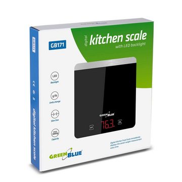 GreenBlue Küchenwaage GB171, Digitale Küchenwaage LED Schwarz