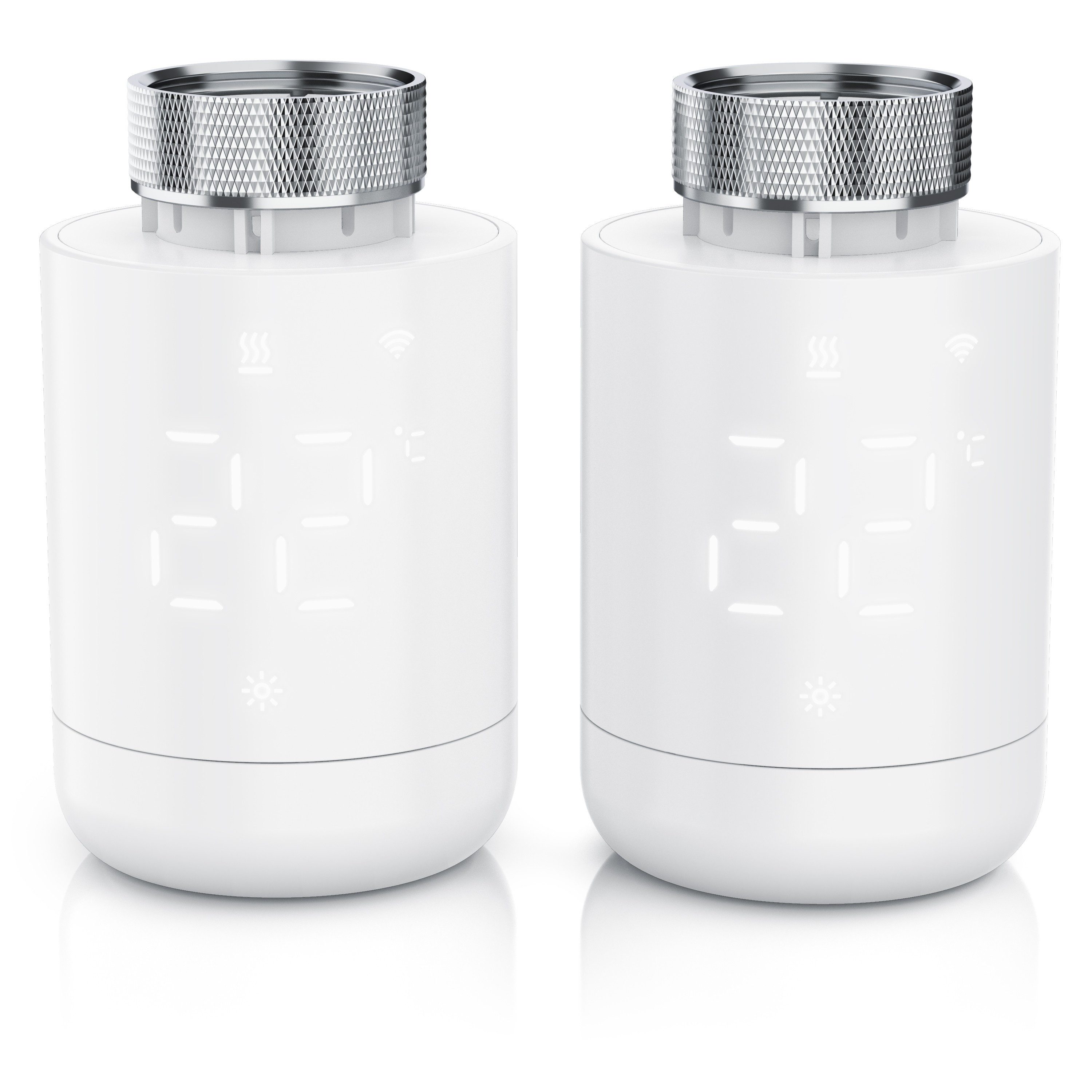Brandson Heizkörperthermostat WLAN, Tuya Smart App, Wochenprogramm, (Set, 2 St., Inkl. Adapter für Danfoss RA, RAV, RAVL, Caleffi, Giacomini und M28) Fenster-Offen-Erkennung, Frostschutz, Drehregler und LED-Display