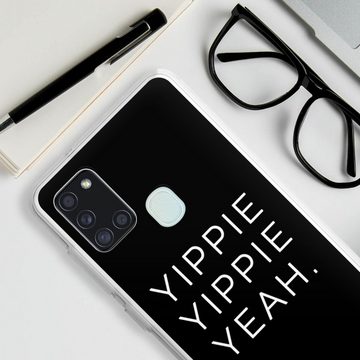 DeinDesign Handyhülle Yippie Yippie Yeah Black, Samsung Galaxy A21s Silikon Hülle Bumper Case Handy Schutzhülle