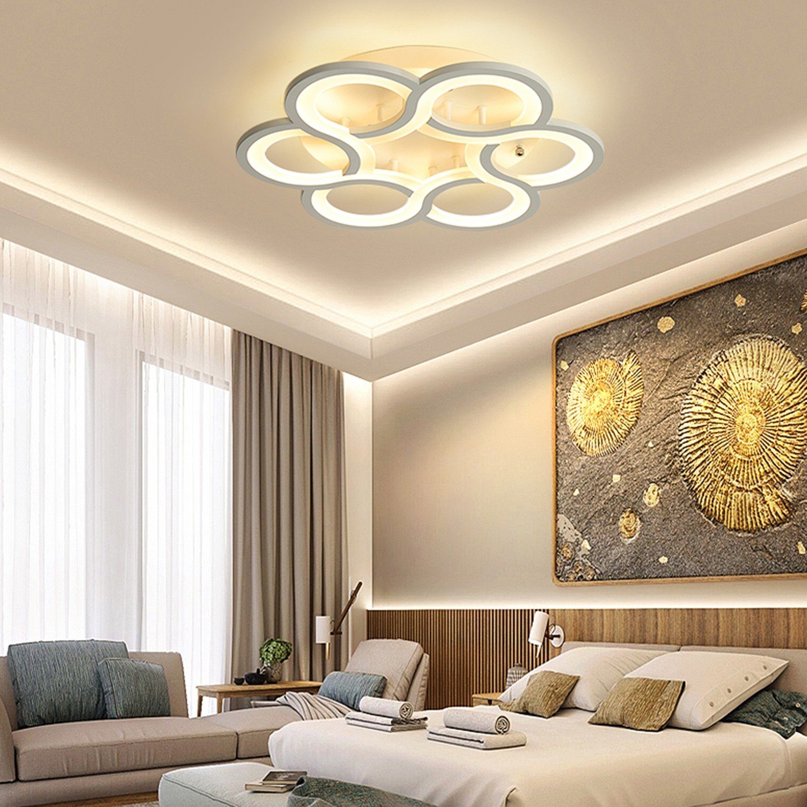 Daskoo Deckenleuchten 43W Dimmbar Deckenlampe Wohnzimmerlampe integriert, Modern Fernbedienung, LED LED Deckenleuchte stufenlos Weiß dimmbar fest Neutralweiß,Warmweiß,Kaltweiß