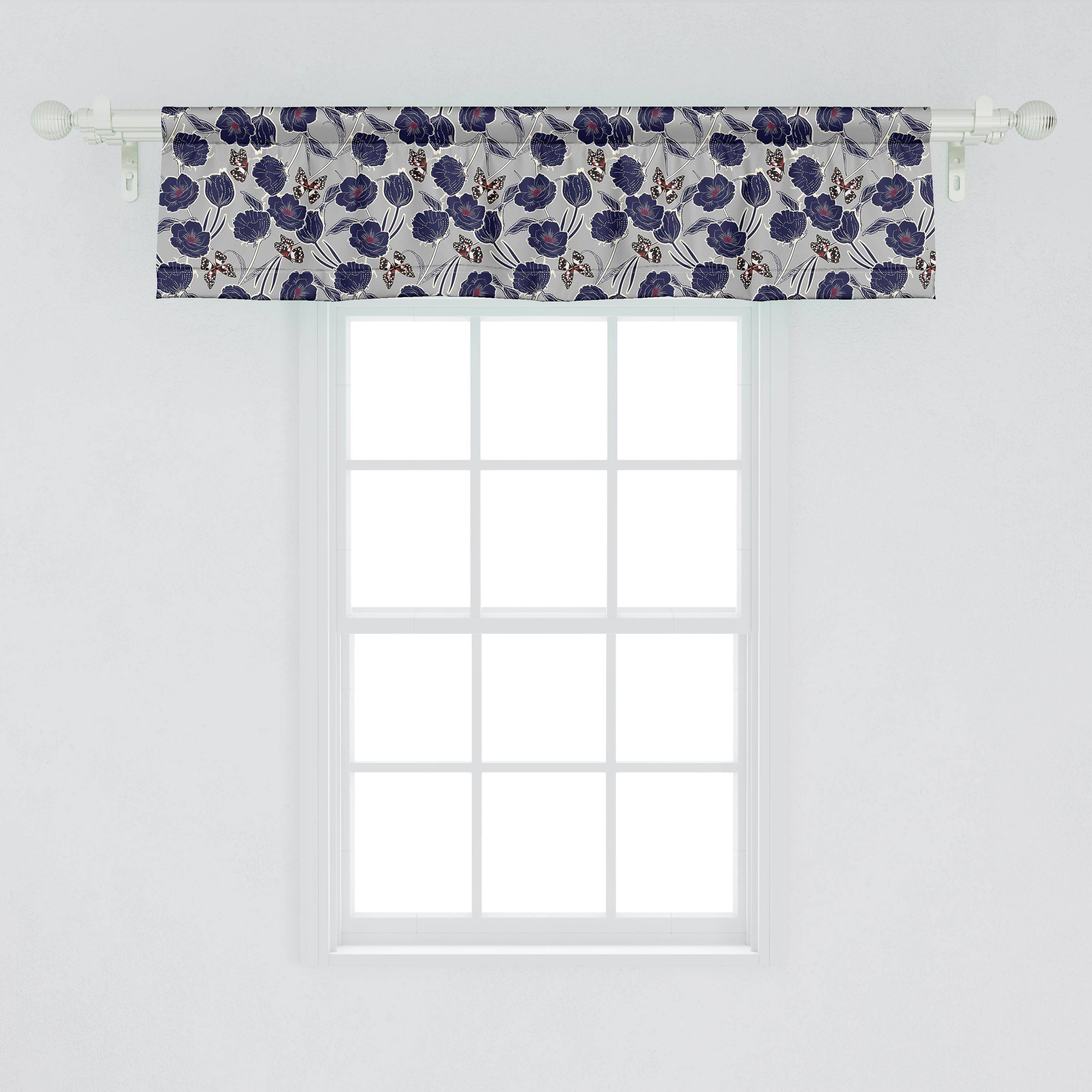 Motive Küche mit Schmetterlinge Digitale Dekor Microfaser, Stangentasche, Abakuhaus, Scheibengardine Schlafzimmer Vorhang für Volant Blumen