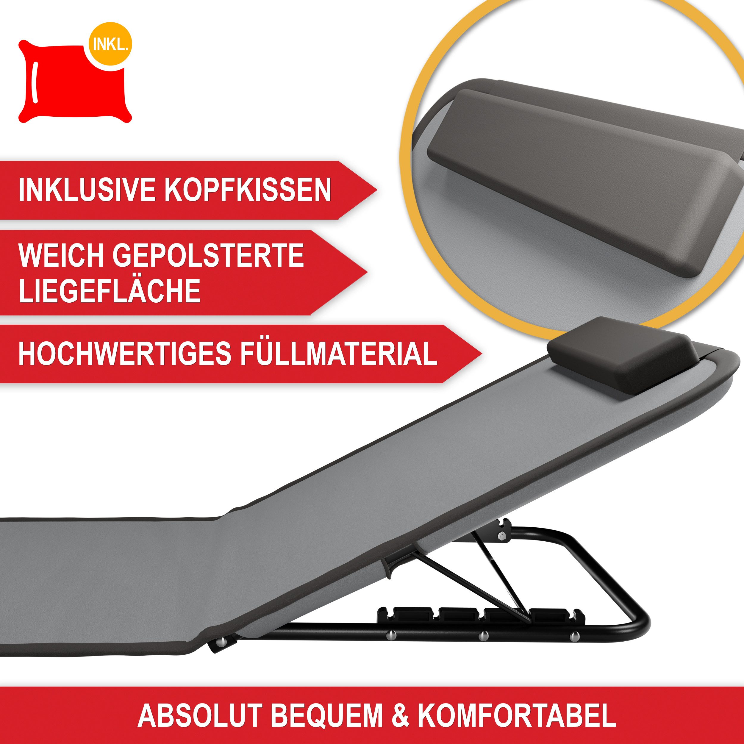 Onbest Campingliege Strandliege klappbar mit Nackenkissen günstig online kaufen