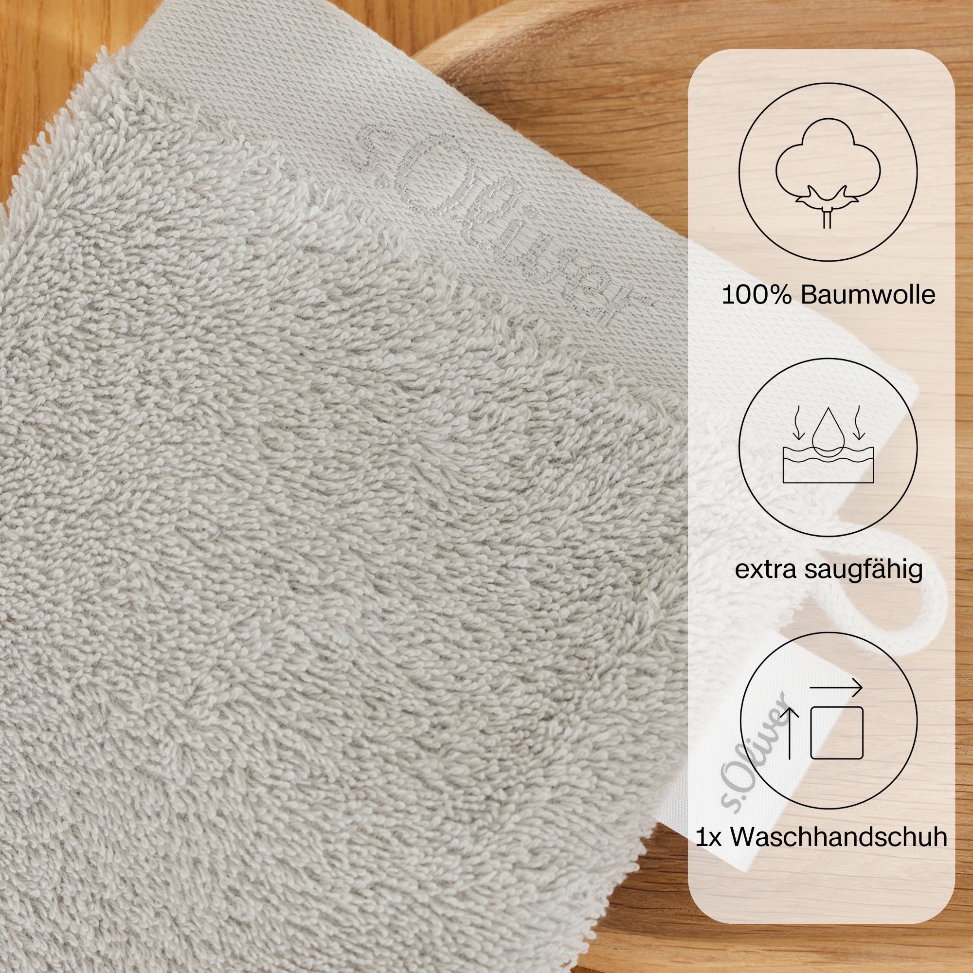 s.Oliver Waschhandschuh s.Oliver, Premium Qualität, 600 gr/m², auch als Sets erhältlich, Walkfrottier (1-St), große Farbauswahl, auch als Duschtuch, Handtuch, Gästetuch